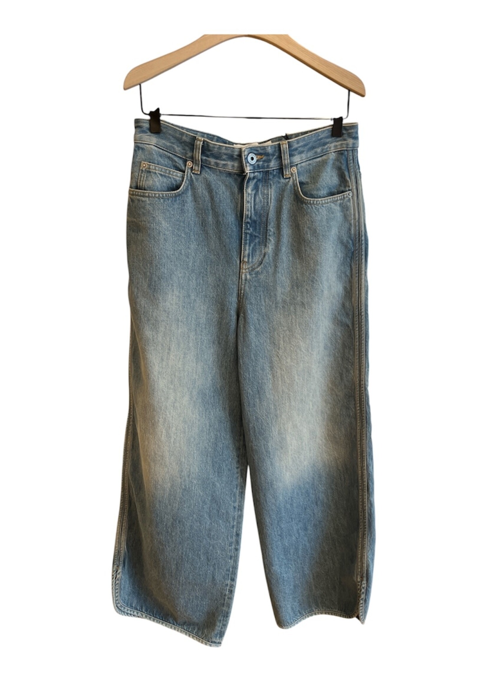Loewe Loewe Jeans, Blue, Cotton Mid Waist Wide Leg Denim Pants In Blue