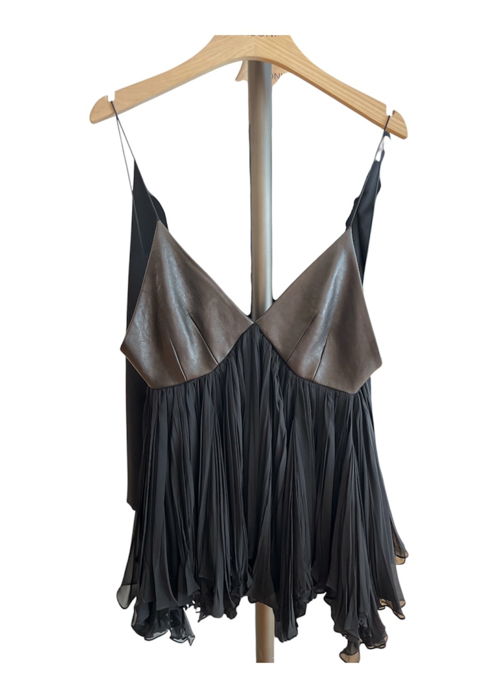 Khaite Khaite Top, Black, Anita Top Textured Lamb Leather Sleeveless Pleated Top