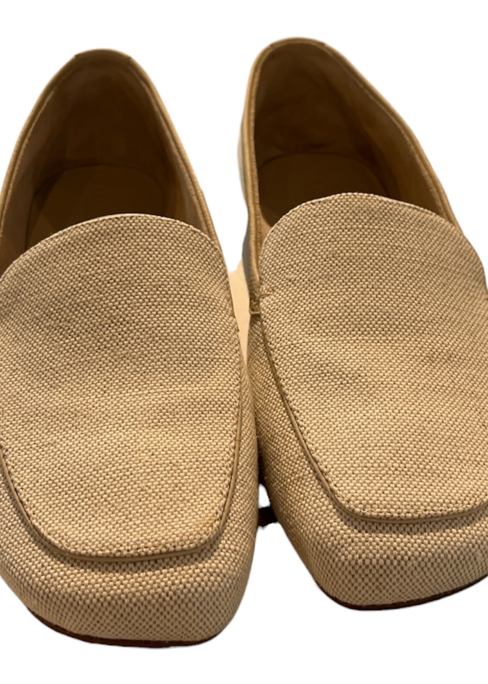 Khaite Khaite Flats, Beige, Monroe Calf Leather & Canvas Loafers In Cream & Dark Ivory