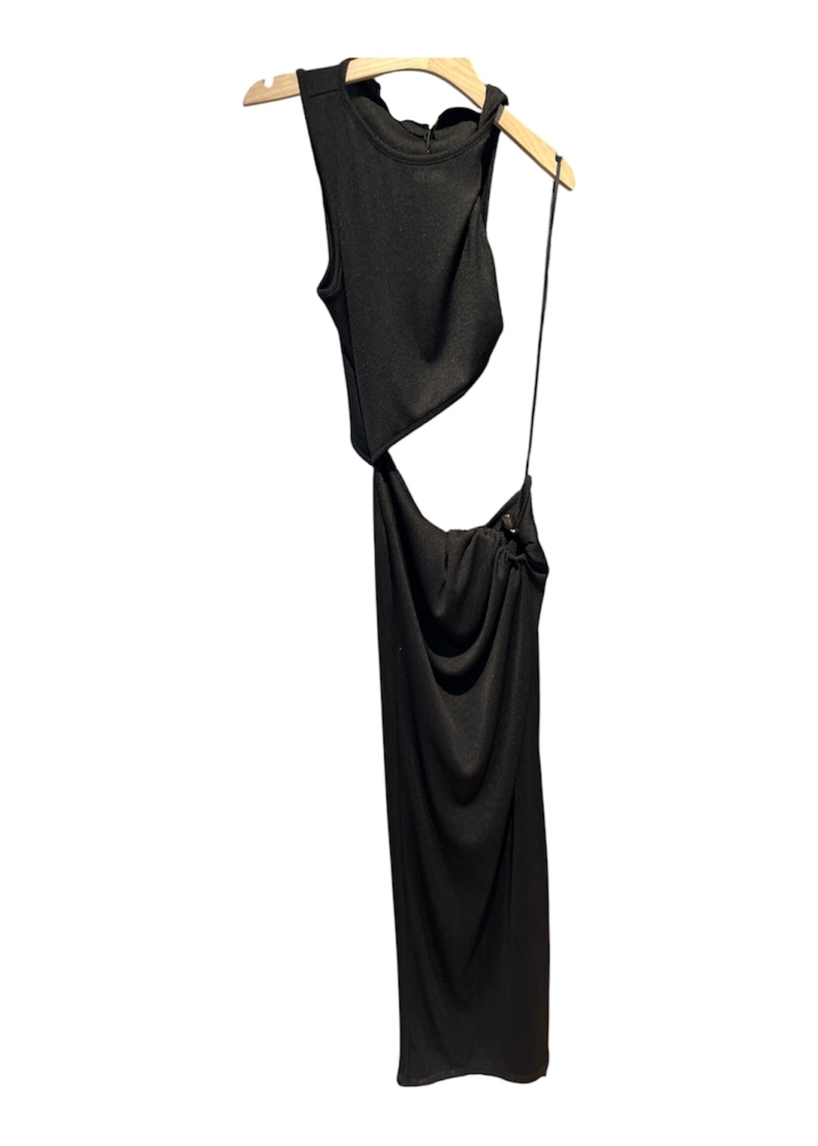 Christopher Esber Christopher Esber Dress, Black, Stone Scythe Tank Compact Ribbed Long Dress In Black w/ Cut Out & Agathe Stone