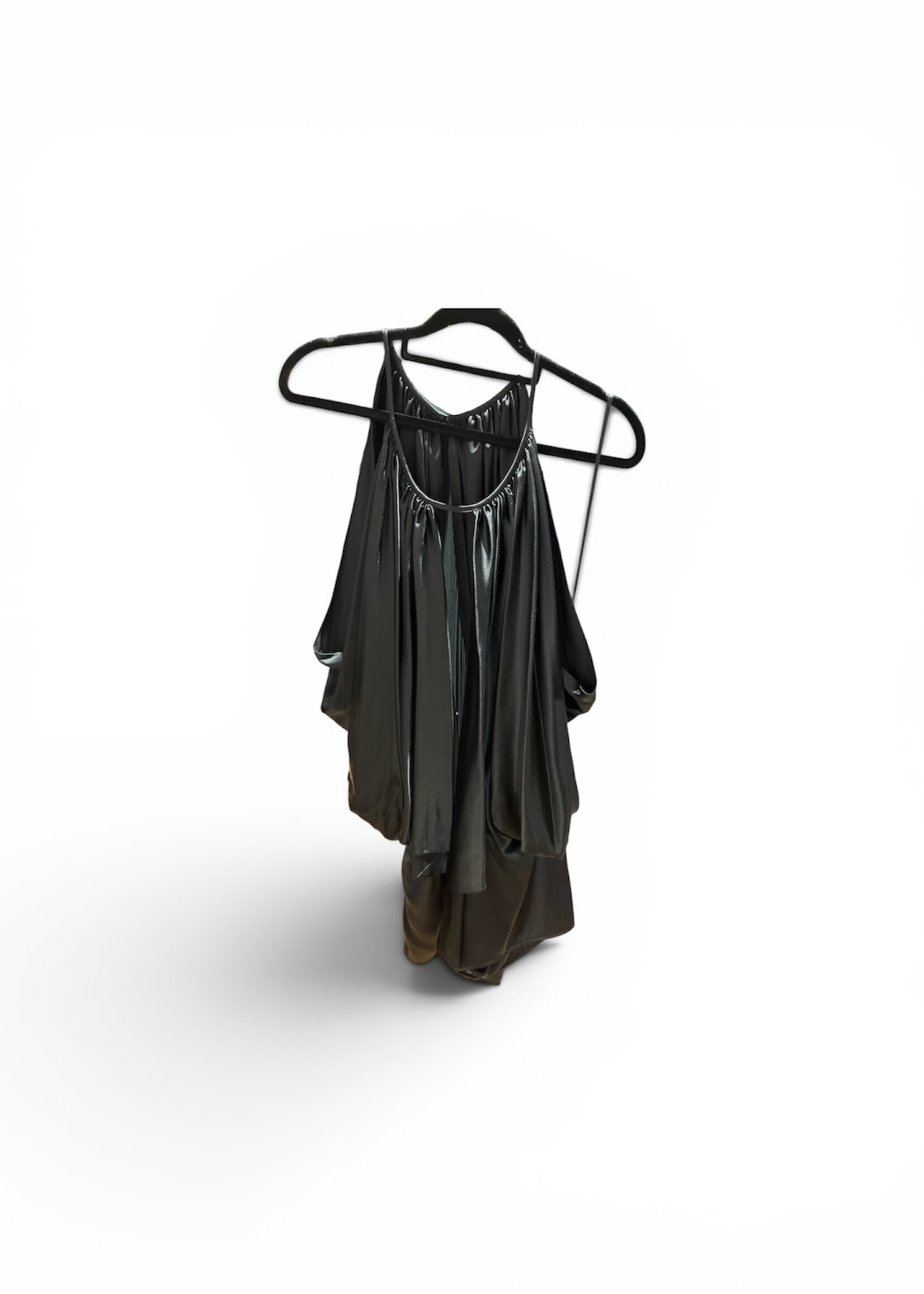 Celine Celine Shorts, Black, Satin & Silk Slip Draped Shorts Jumpsuit