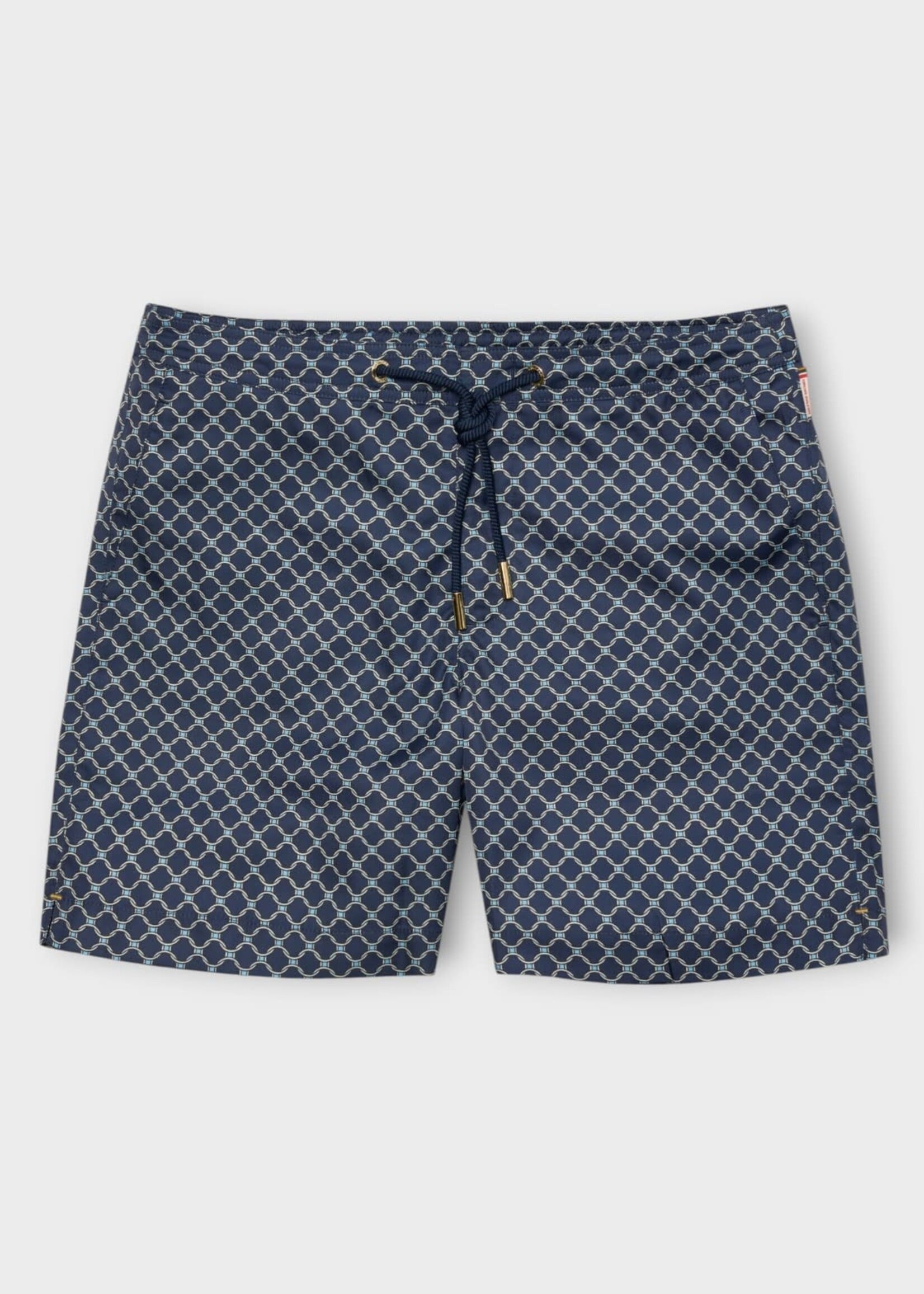 Orlebar Brown Orlebar Brown  Swimwear, Print, Bulldog Drawcord Tessoro Swim Trunks in Navy w / Lago Blue Print