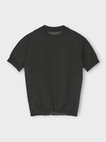 Cecilie Bahnsen Cecilie Bahnsen Top, Black, Cbfillo High Neck Short Sleeve In Black w/ Windflower Embroidery