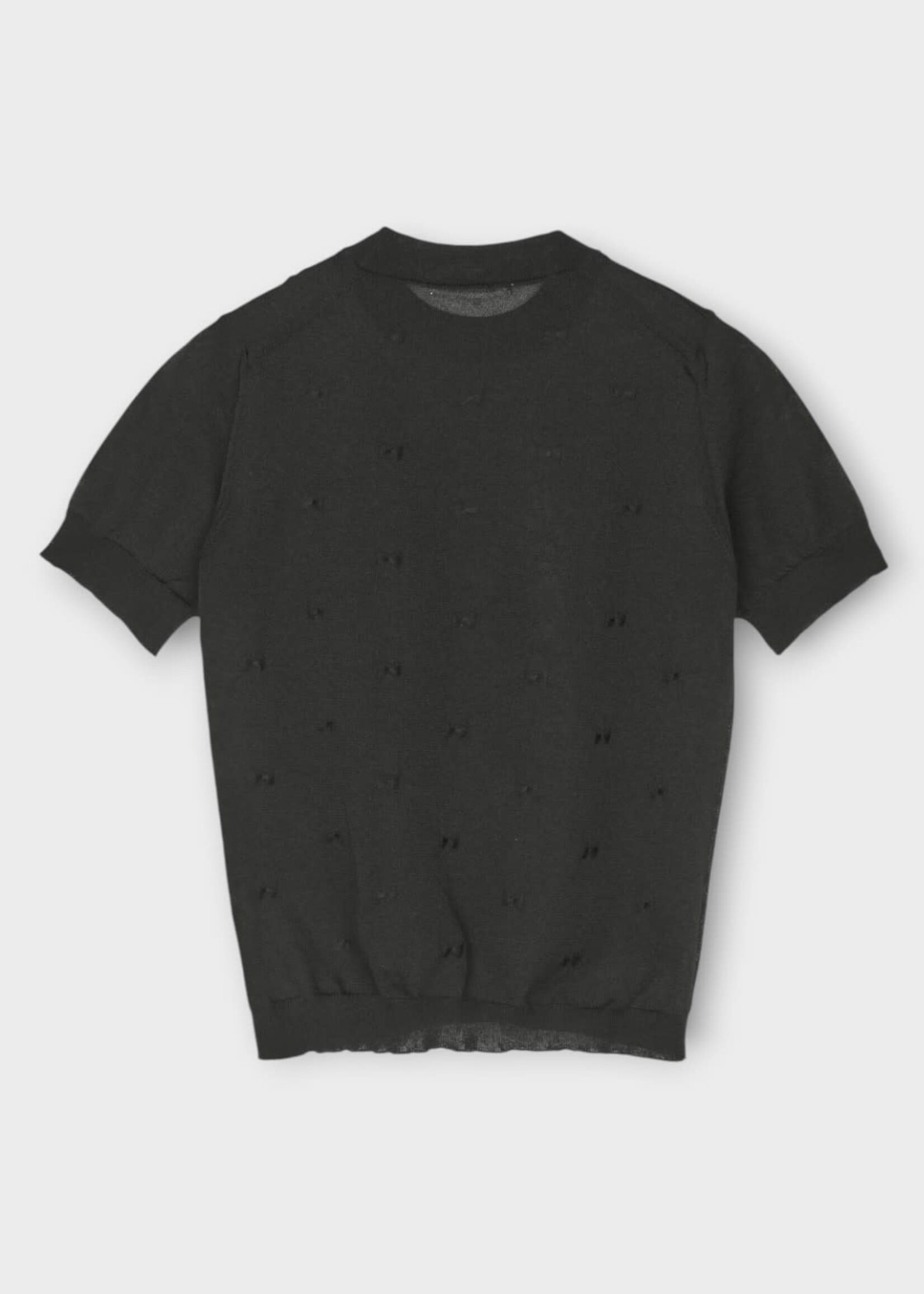 Cecilie Bahnsen Cecilie Bahnsen Top, Black, Cbfillo High Neck Short Sleeve In Black w/ Windflower Embroidery