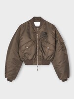 Cecilie Bahnsen Cecilie Bahnsen Jacket, Brown, Cbcallie Technical Zipped Cropped Bomber In Brown w/  Oversized Sleeves