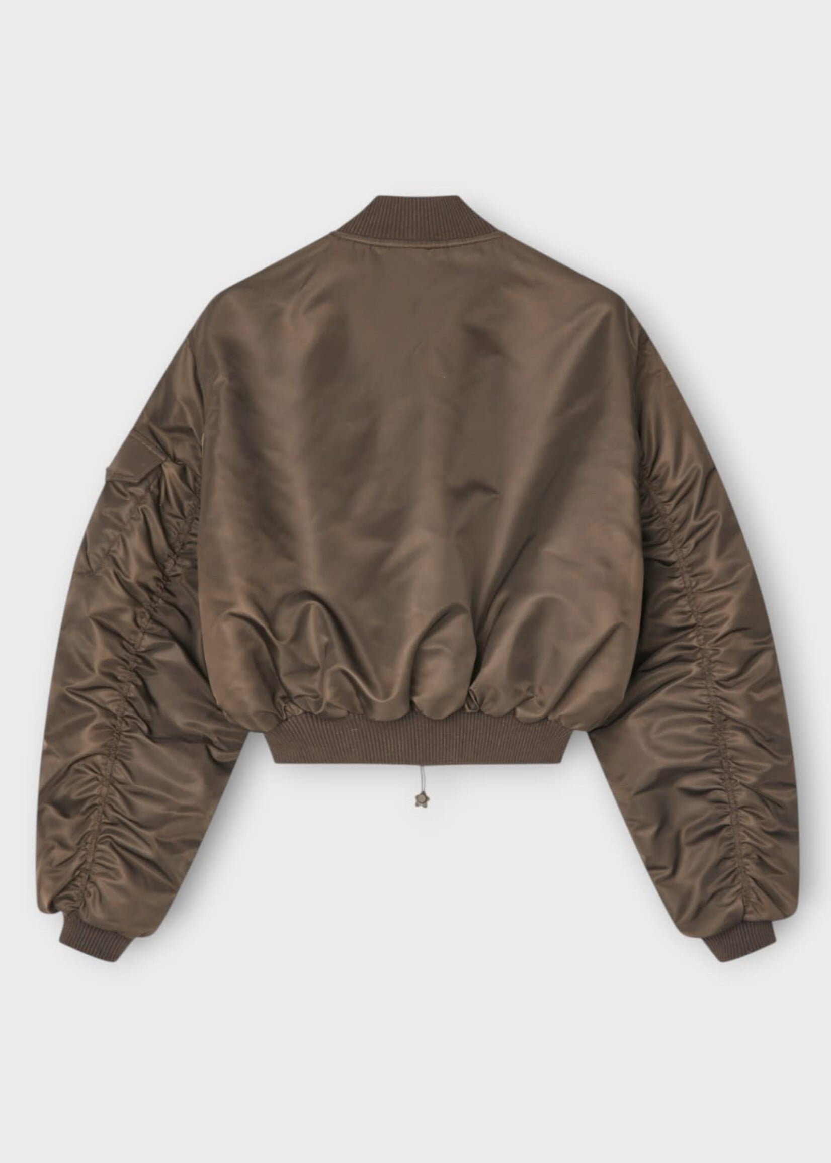 Cecilie Bahnsen Cecilie Bahnsen Jacket, Brown, Cbcallie Technical Zipped Cropped Bomber In Brown w/  Oversized Sleeves
