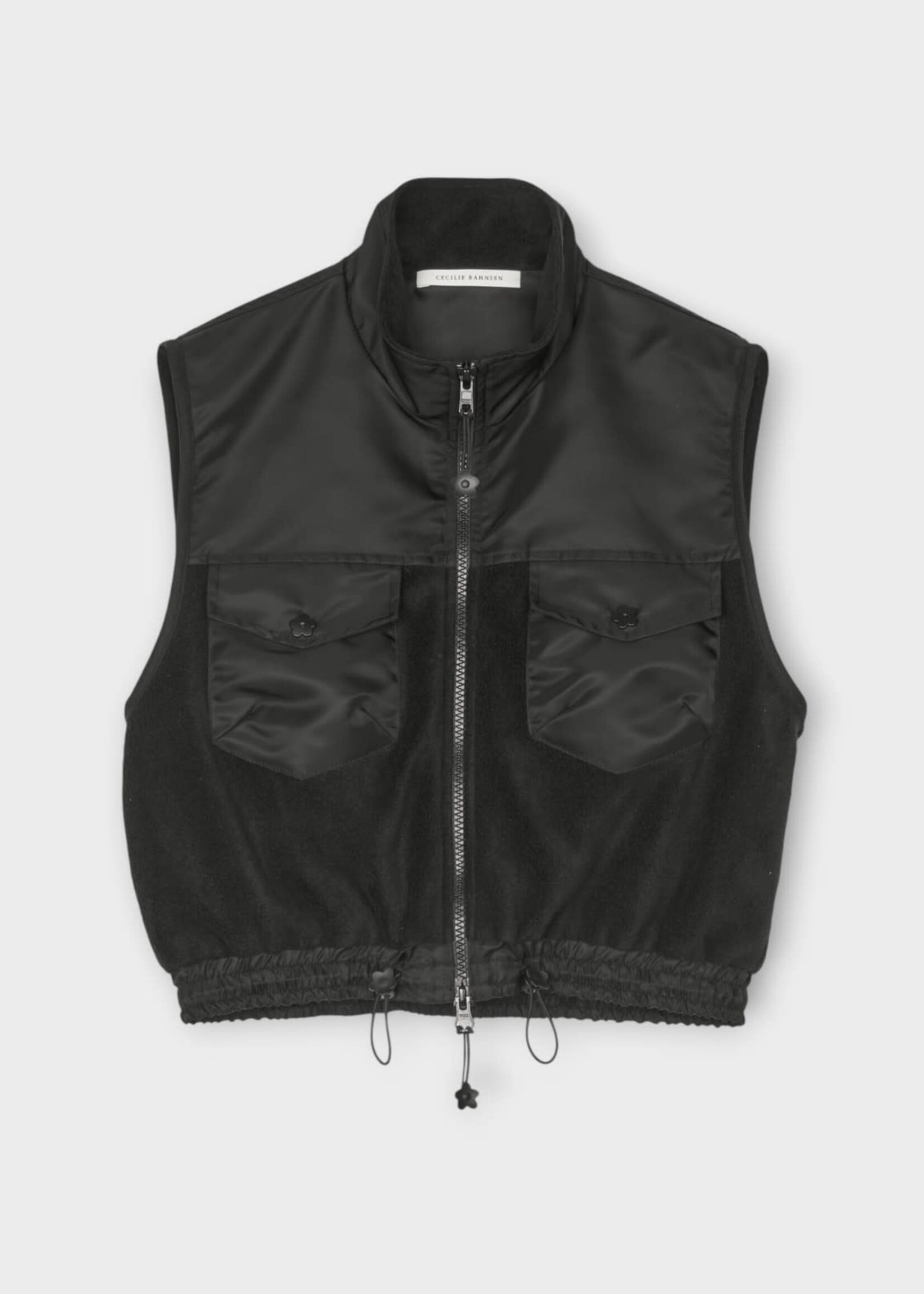 Cecilie Bahnsen Cecilie Bahnsen Jacket, Black, Cbcaspen Anorak Zipped Vest In Black w/ Windflower Embroidery
