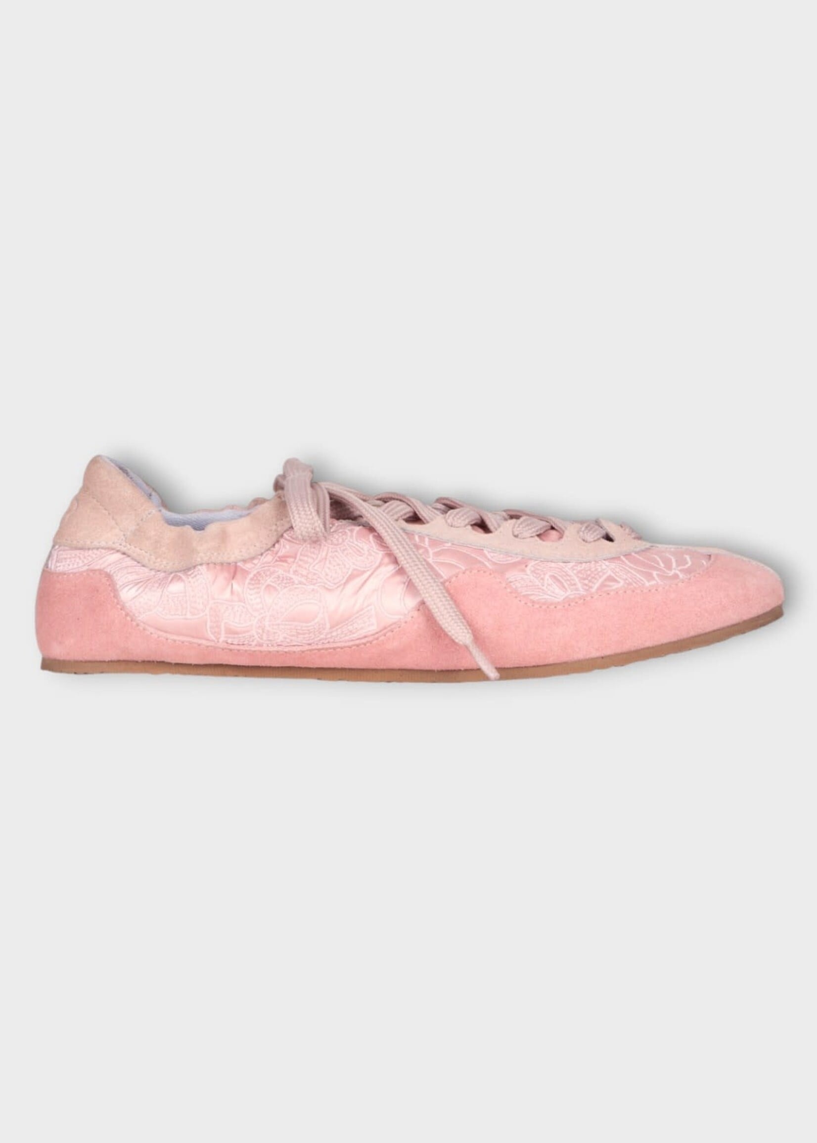 Cecilie Bahnsen Cecilie Bahnsen Sneakers, Pink, Cbblaise Soft Suede & Nylon Sneakers In Blush Pink w/ Windflower Embroidery