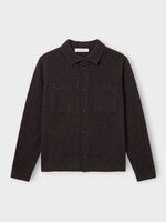 Iris Von Arnim Iris von Arnim Knitwear, Brown, Maurice Cashmere & Silk Collared Buttoned Jacket In Chocolate w/ Chest Pockets