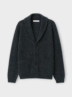 Iris Von Arnim Iris von Arnim Knitwear, Navy, Callum Wool & Cashmer Collared Buttoned V-Neck Cardigan In Navy