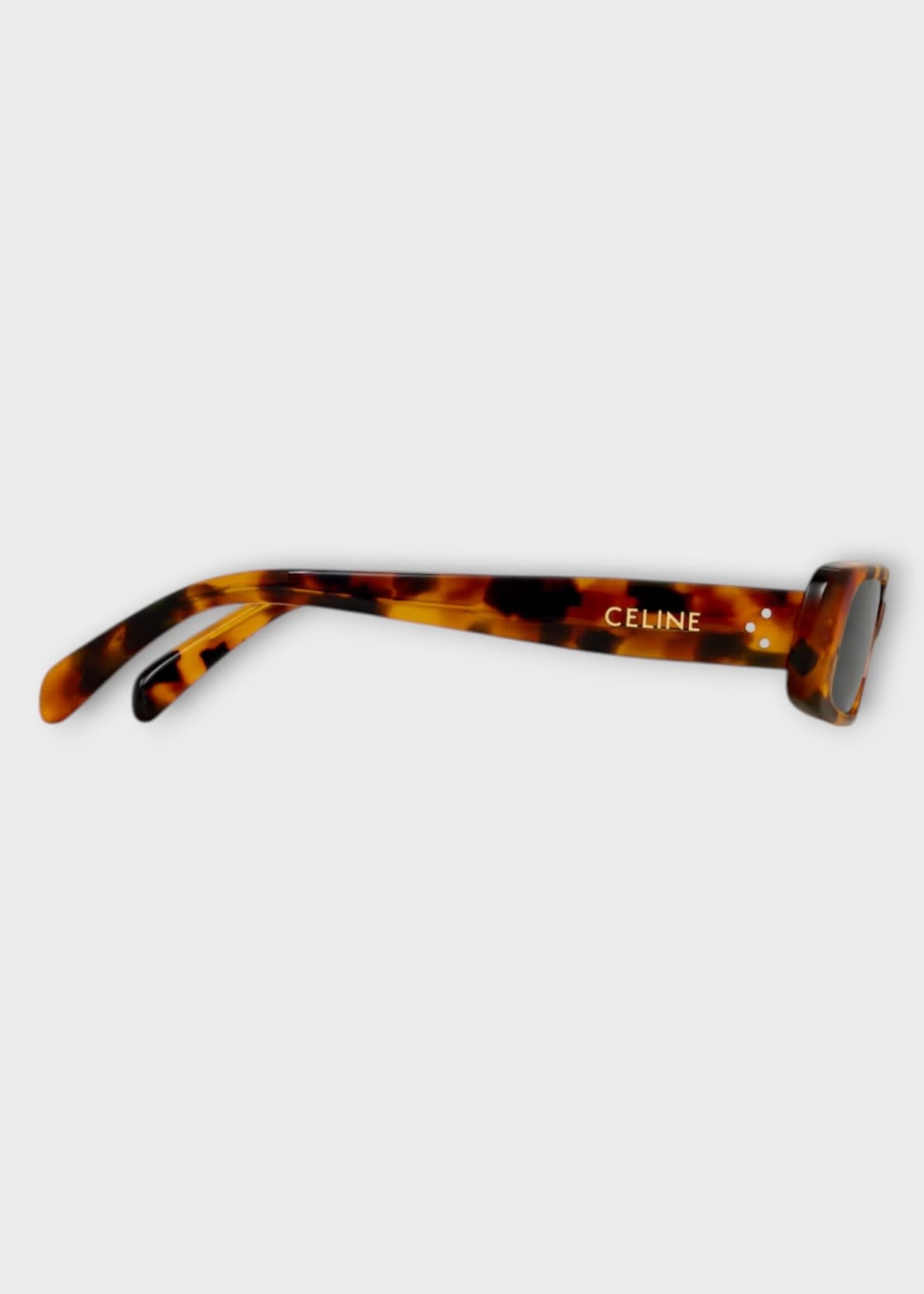 Celine Celine Sunglasses, Brown, Rectangular S343 Acetate Sunglasses In Spotted Havana w/ Smoke Lenses