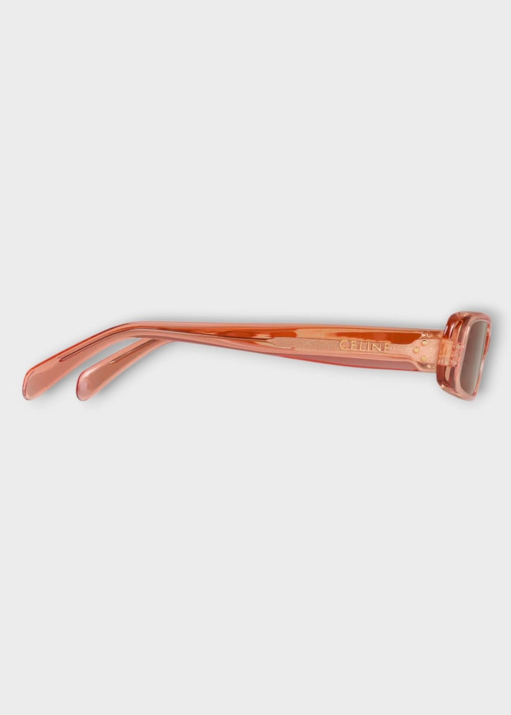 Celine Celine Sunglasses, Pink, Rectangular S343 Acetate Sunglasses In Transparent Coral w/ Rust Lenses