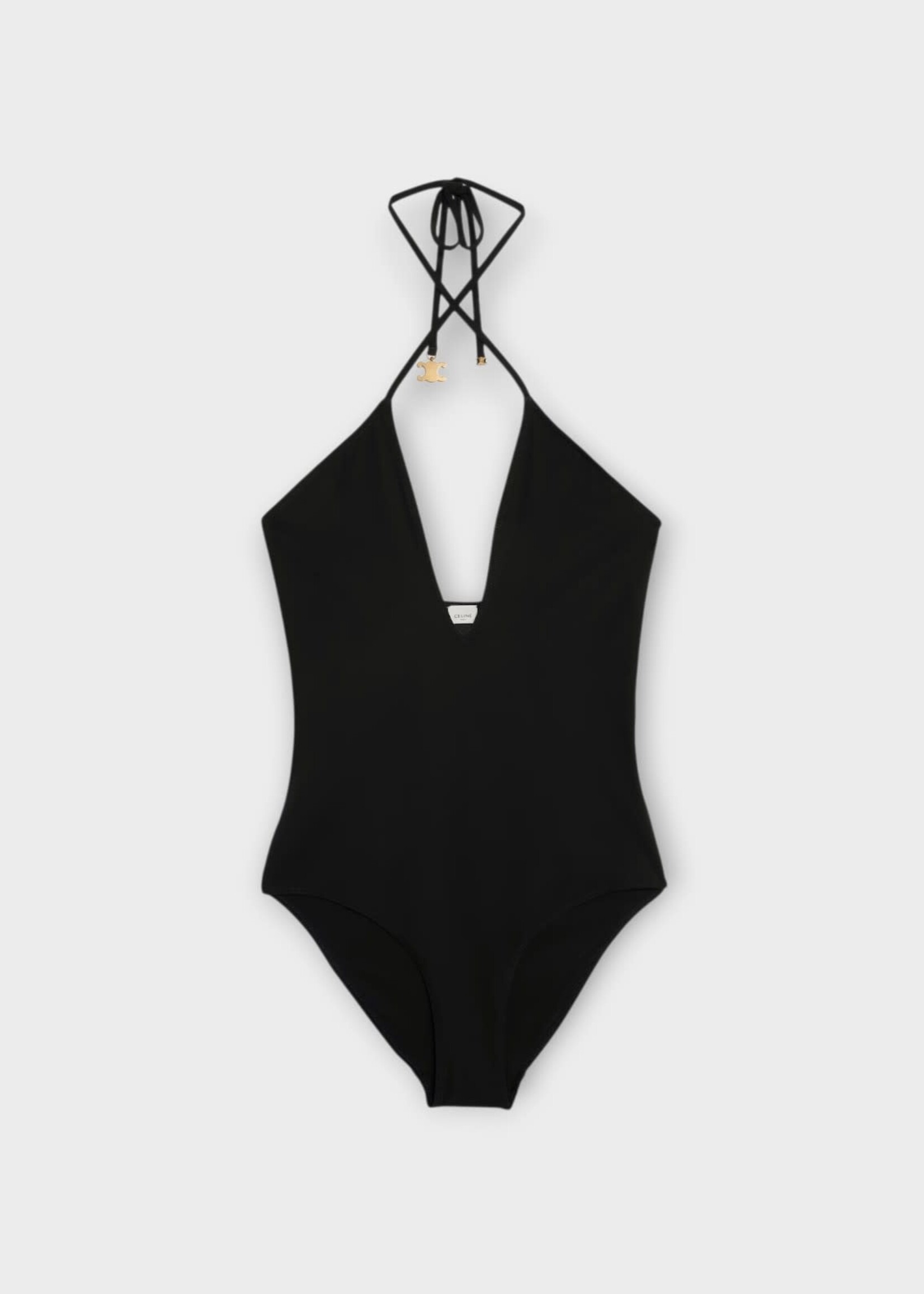 Celine Celine Swimwear, Black, One Piece Matte Jersey Swimsuit In Black