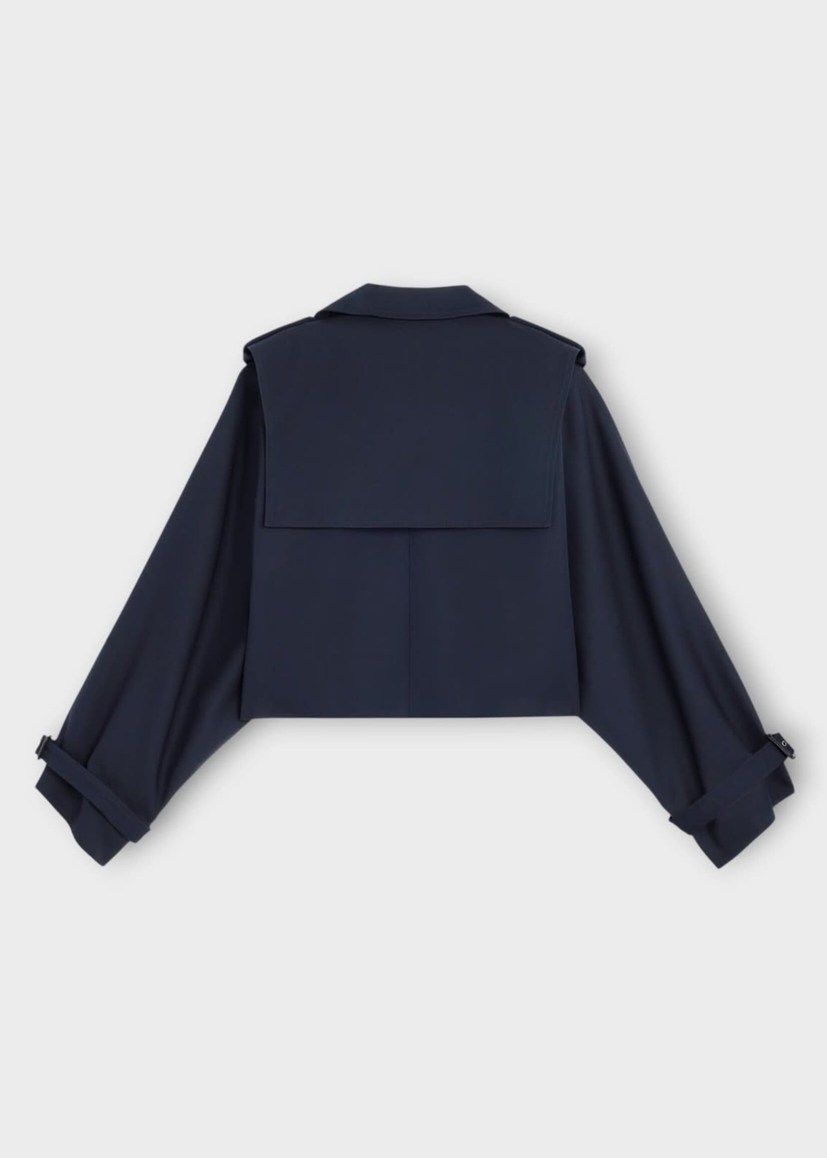 Celine Celine Jacket, Navy, Wool And Cotton Loose Fit Cropped Jacket In Navy
