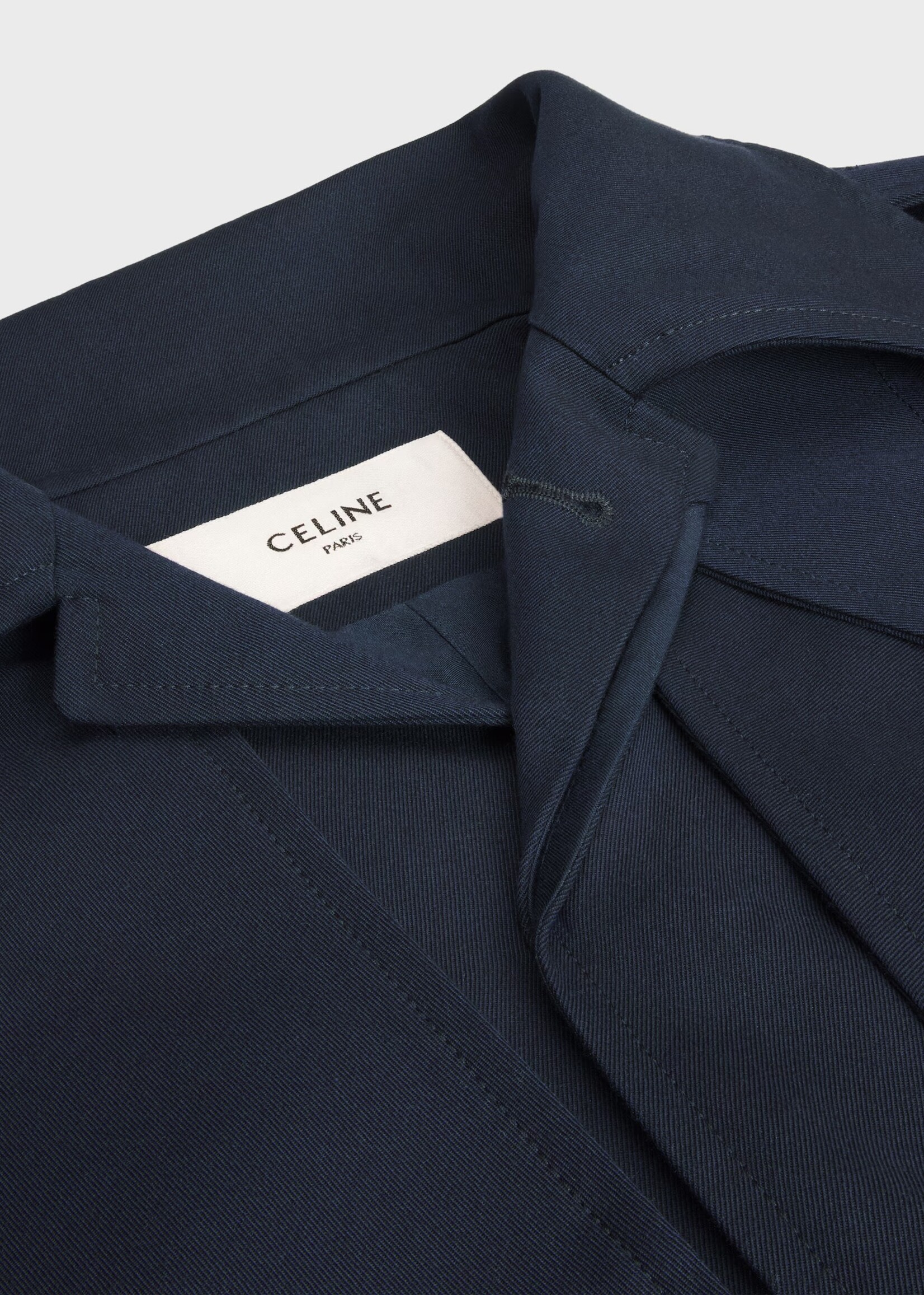 Celine Celine Jacket, Navy, Wool And Cotton Loose Fit Cropped Jacket In Navy