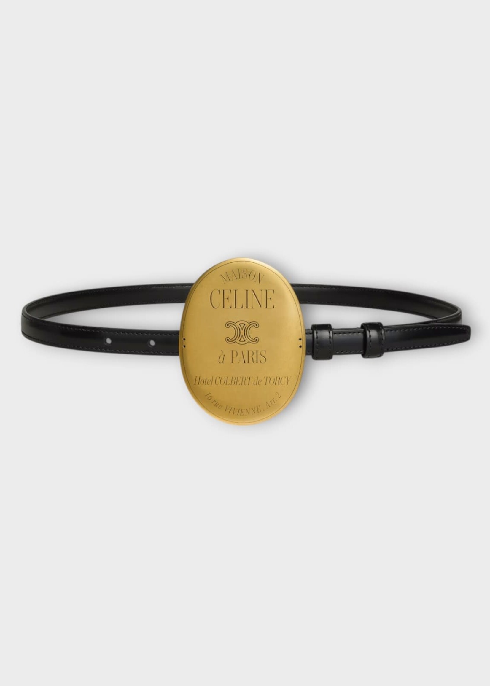 Celine Celine Belt, Black, Maison Celine Taurillon Leather Teen 13Mm Belt In Black