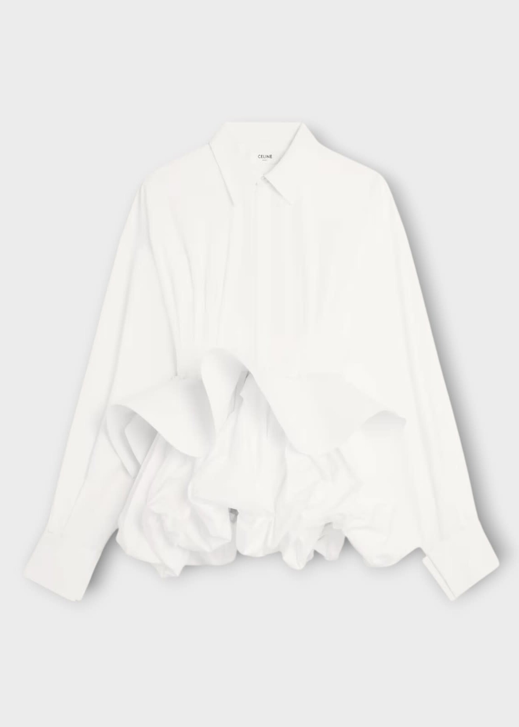 Celine Celine Dress, White, Cotton Poplin Shirt Mini Dress In White