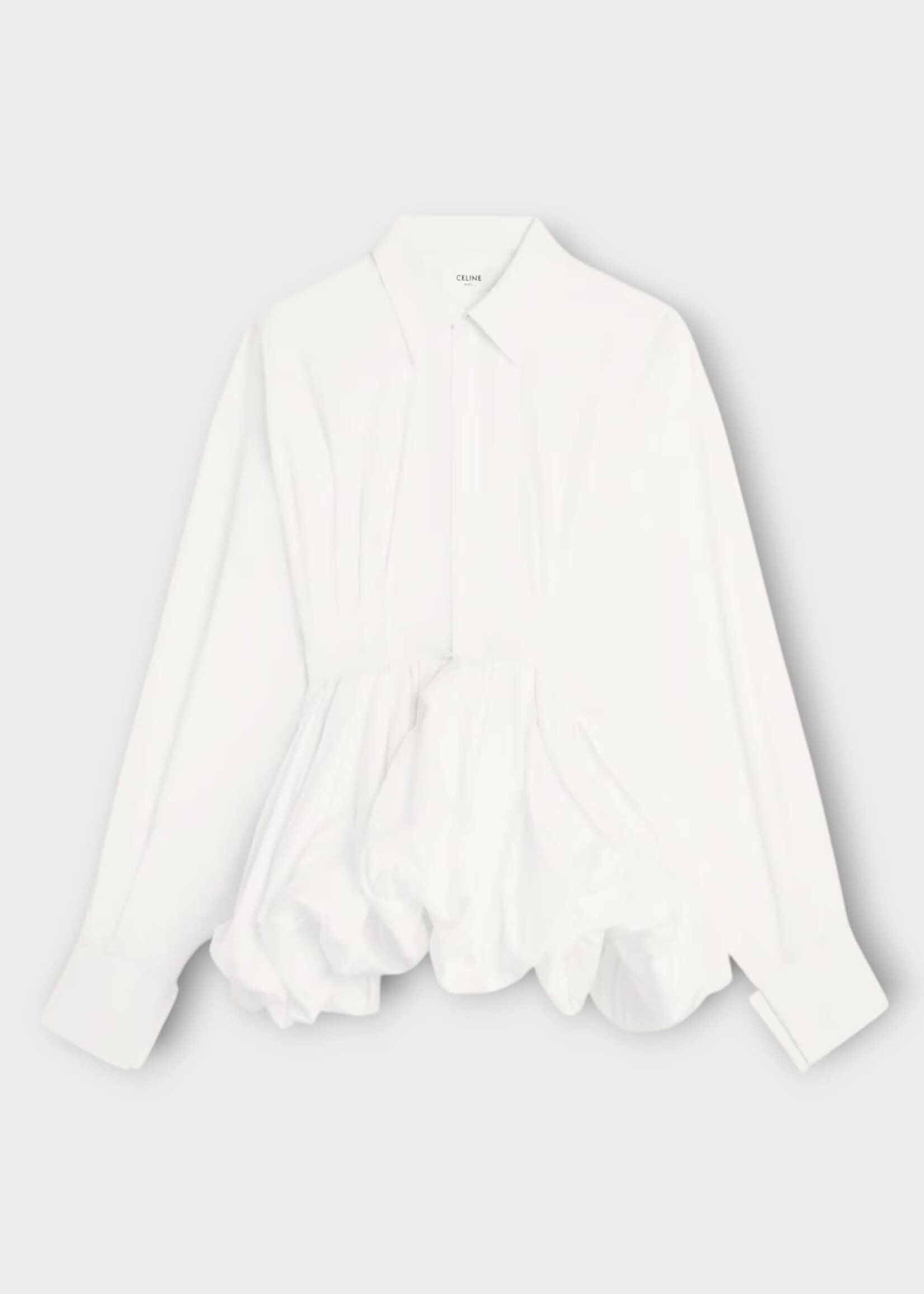 Celine Celine Dress, White, Cotton Poplin Shirt Mini Dress In White