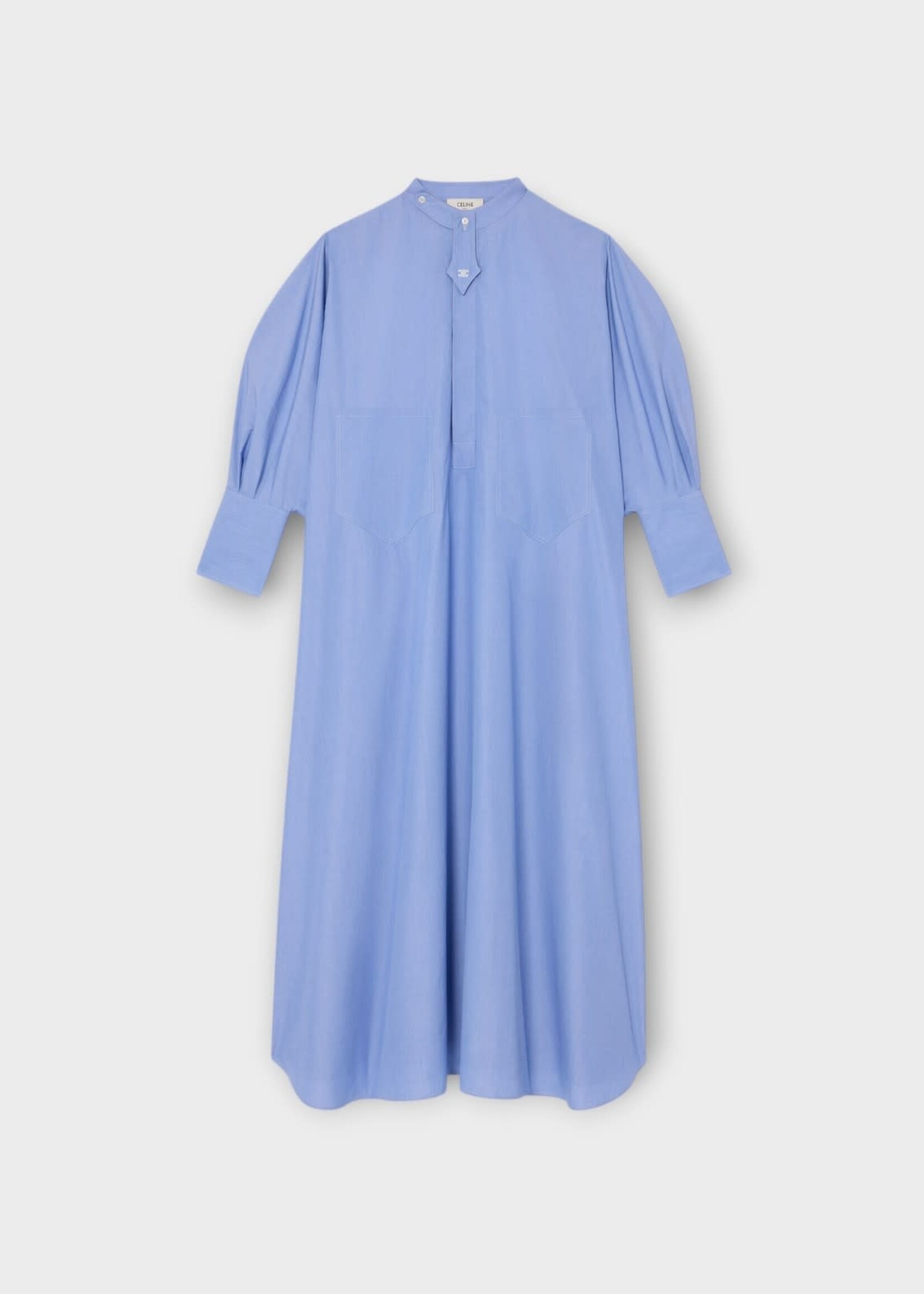 Celine Celine Shirt, Blue, Cotton Poplin Shirt Maxi Dress In Bleu