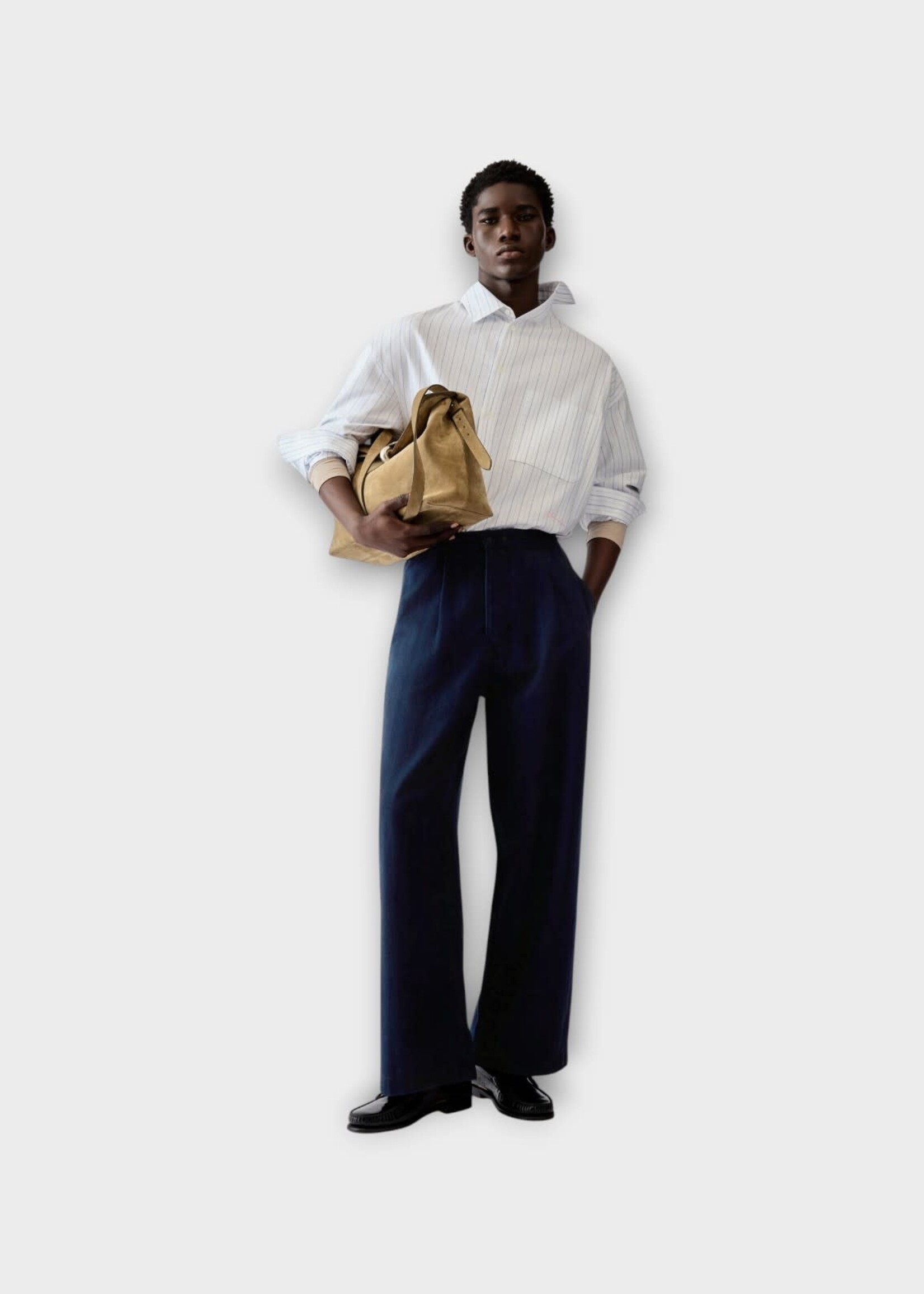 Jacquemus Jacquemus Trousers, Navy, Le De-Nimes Pajama Fluid Denim Pants In Dark Navy