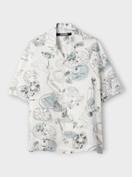 Jacquemus Jacquemus Shirt, Print, La Chemise Cocktail Short Sleeve In Off-White & Black w/ Table Print