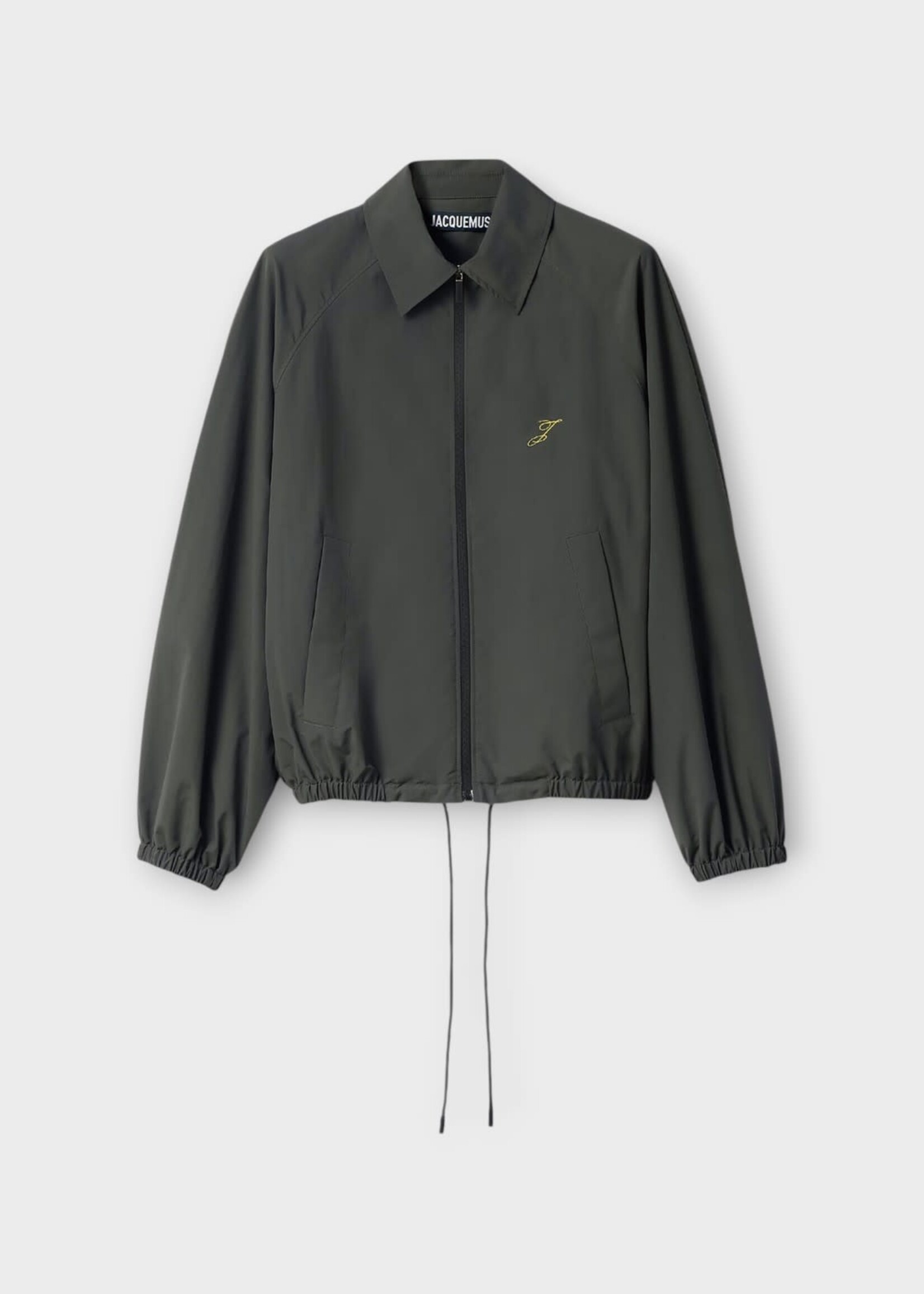 Jacquemus Jacquemus Jacket, Grey, Le Coupe-Vent Wind Breaker Collared Jacket In Dark Grey w/ Logo Embroidery