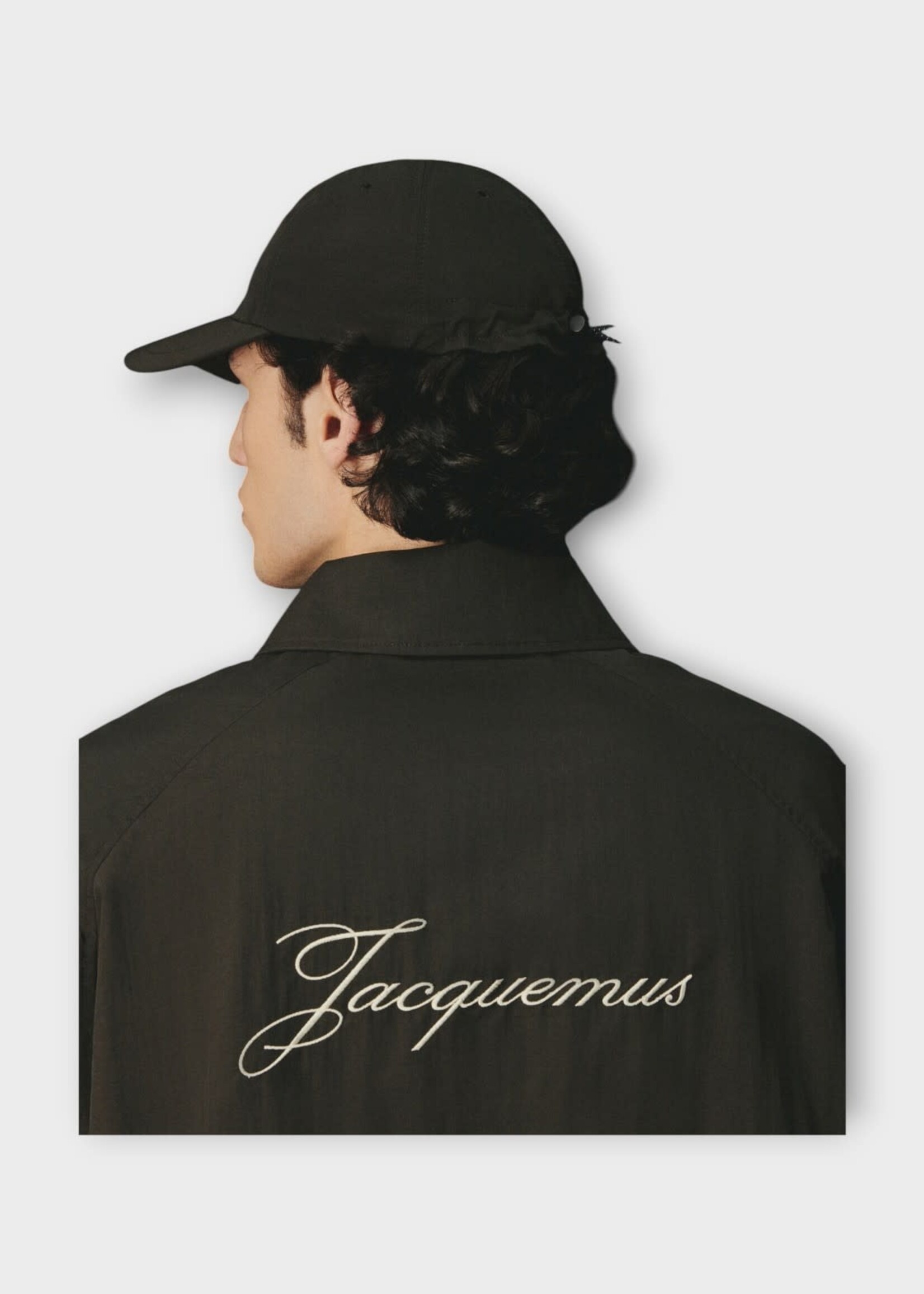 Jacquemus Jacquemus Jacket, Grey, Le Coupe-Vent Wind Breaker Collared Jacket In Dark Grey w/ Logo Embroidery