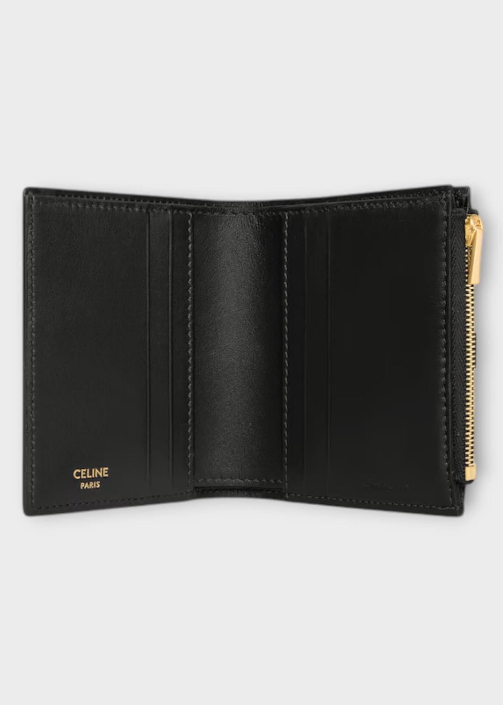 Celine Celine Bag, Black, Compact Goatskin Wallet In Black