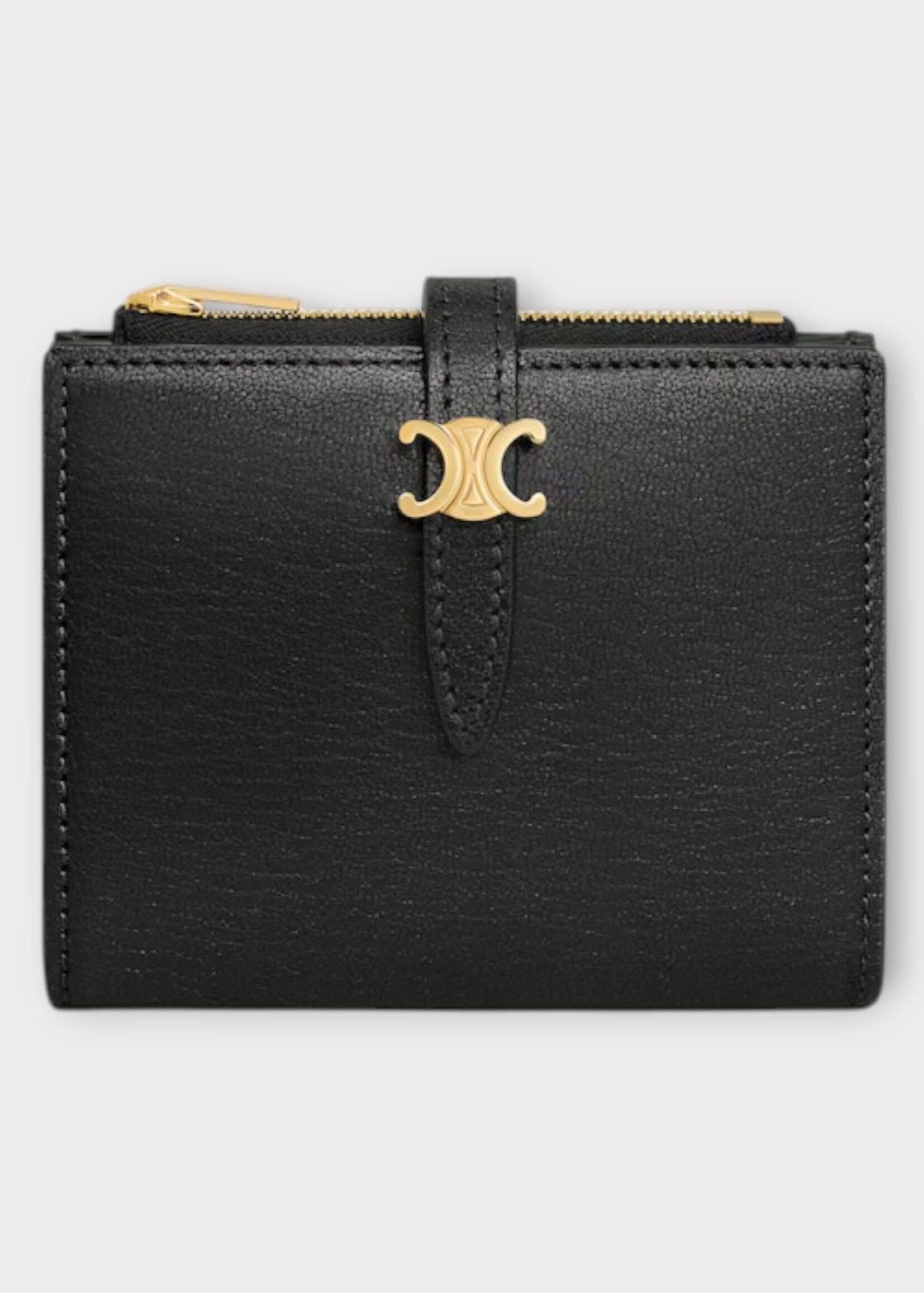 Celine Celine Bag, Black, Compact Goatskin Wallet In Black