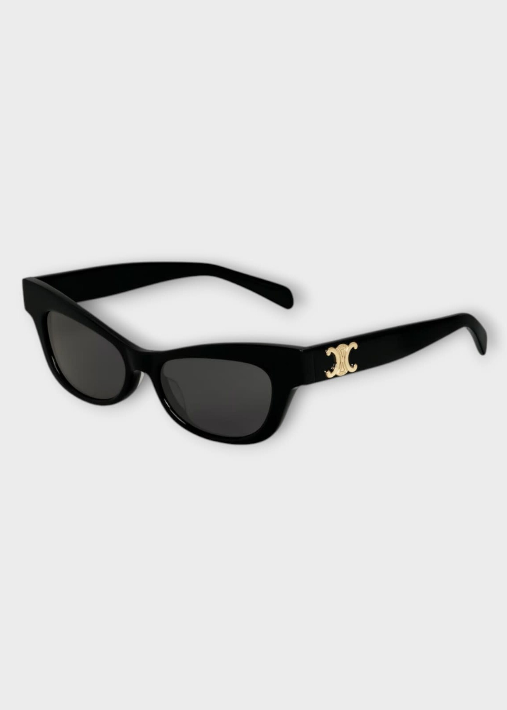 Celine Celine Sunglasses, Black, Acetate Triomphe 19 Cat Eye Acetate Frame In Black w/ Smoke Lenses
