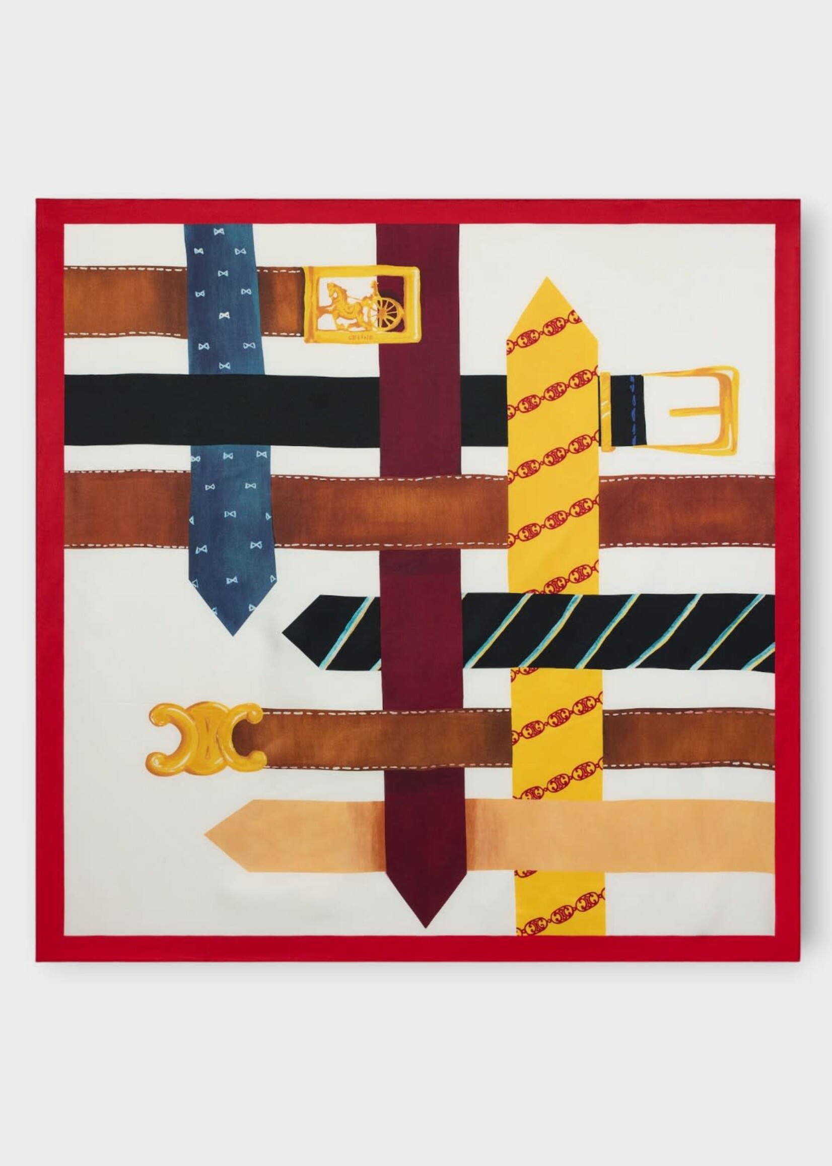 Celine Celine Scarf, Print, Silk Twill 90X90 Cm Square In Multicolor w/ Belts And Ties Print