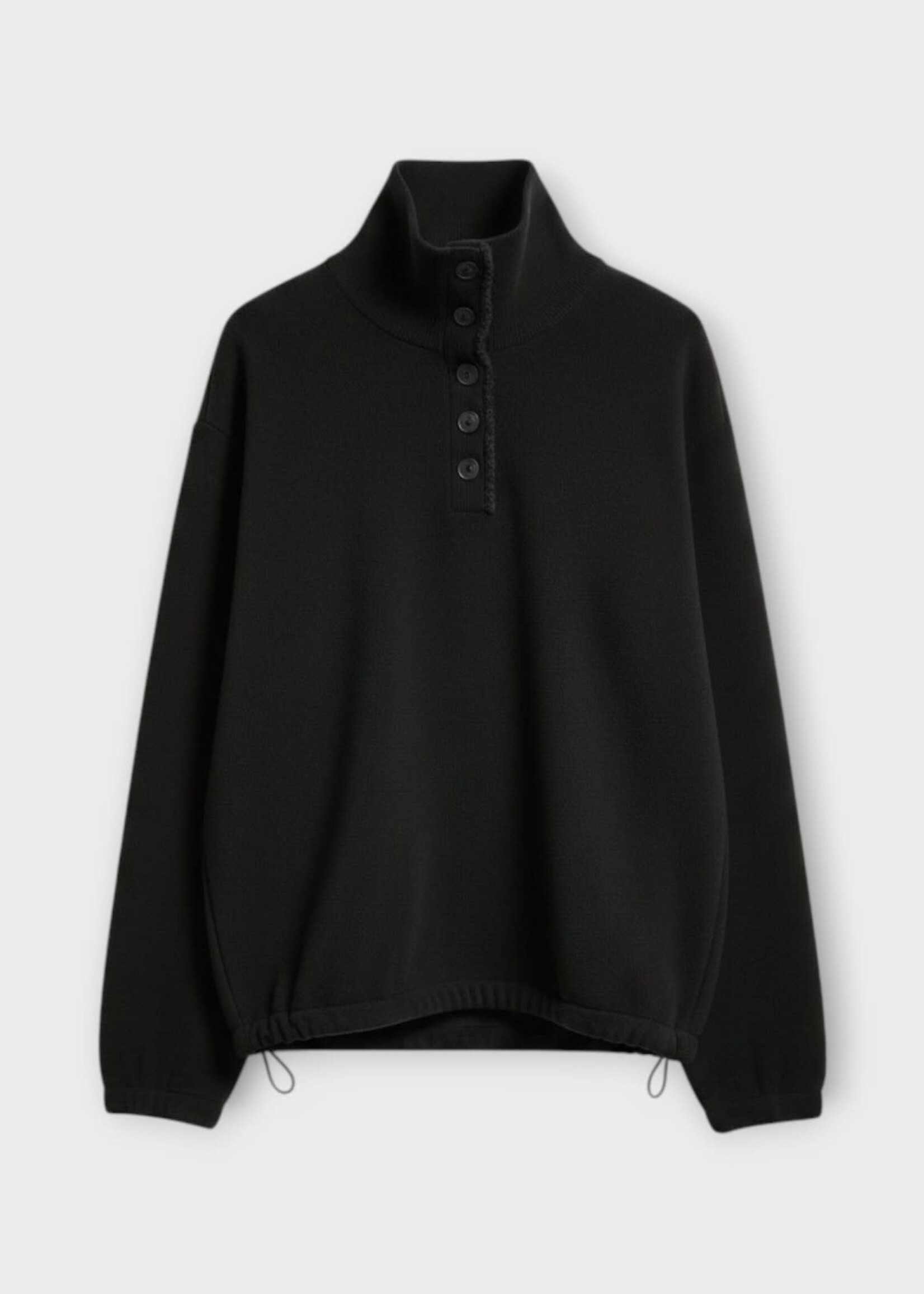 Barrie Barrie Knitwear, Black, Cashmere High Neck Sweater In Black Multi w/ Trim Detail