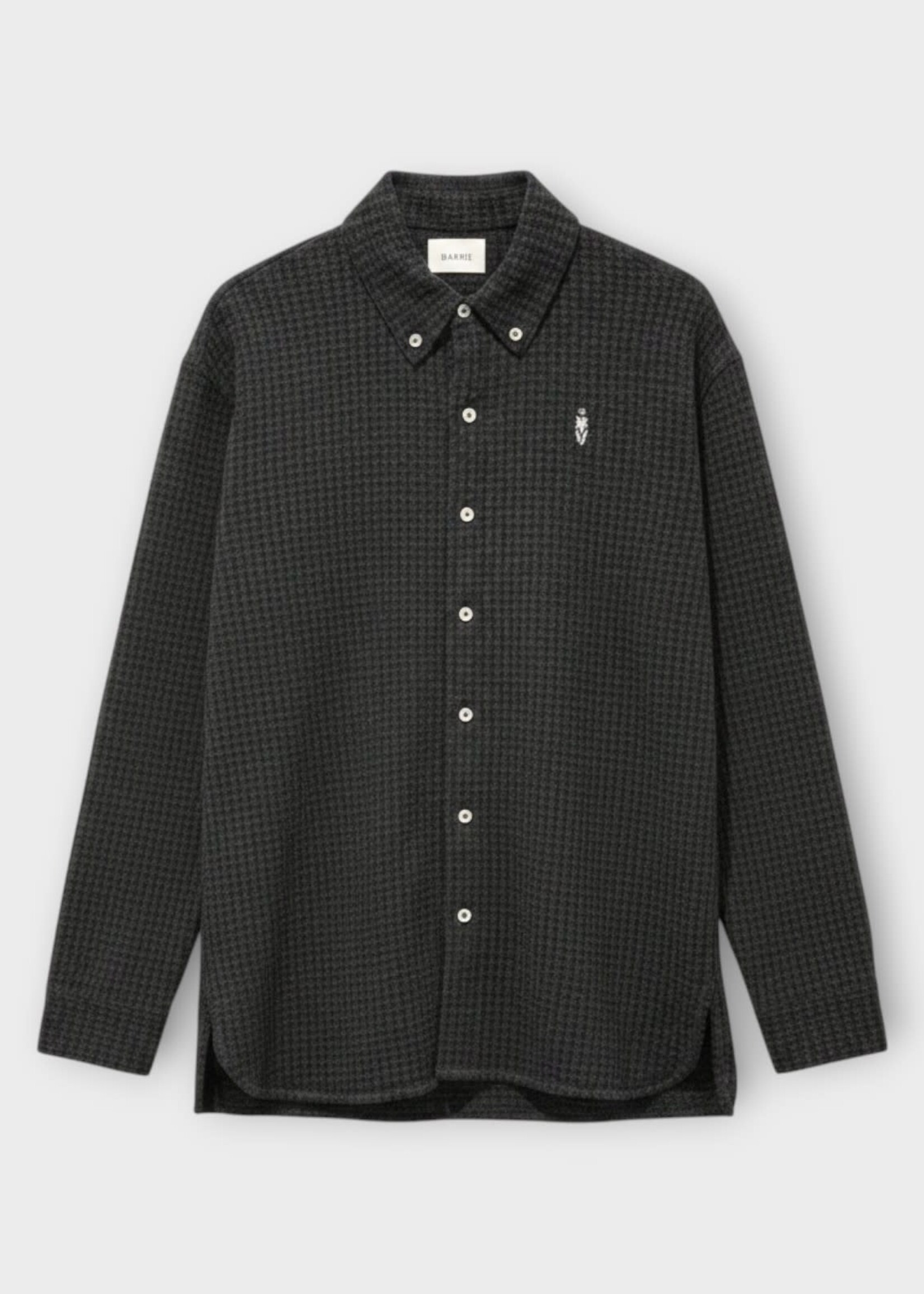 Barrie Barrie Knitwear, Black, Cashmere & Cotton Menswear Shirt Vichy In Black Charcoal
