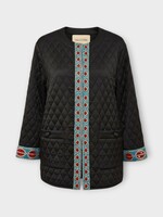 Valentino Valentino Jacket, Black, Crepe de Chine Embroidered Jacket In Black & Multicolor