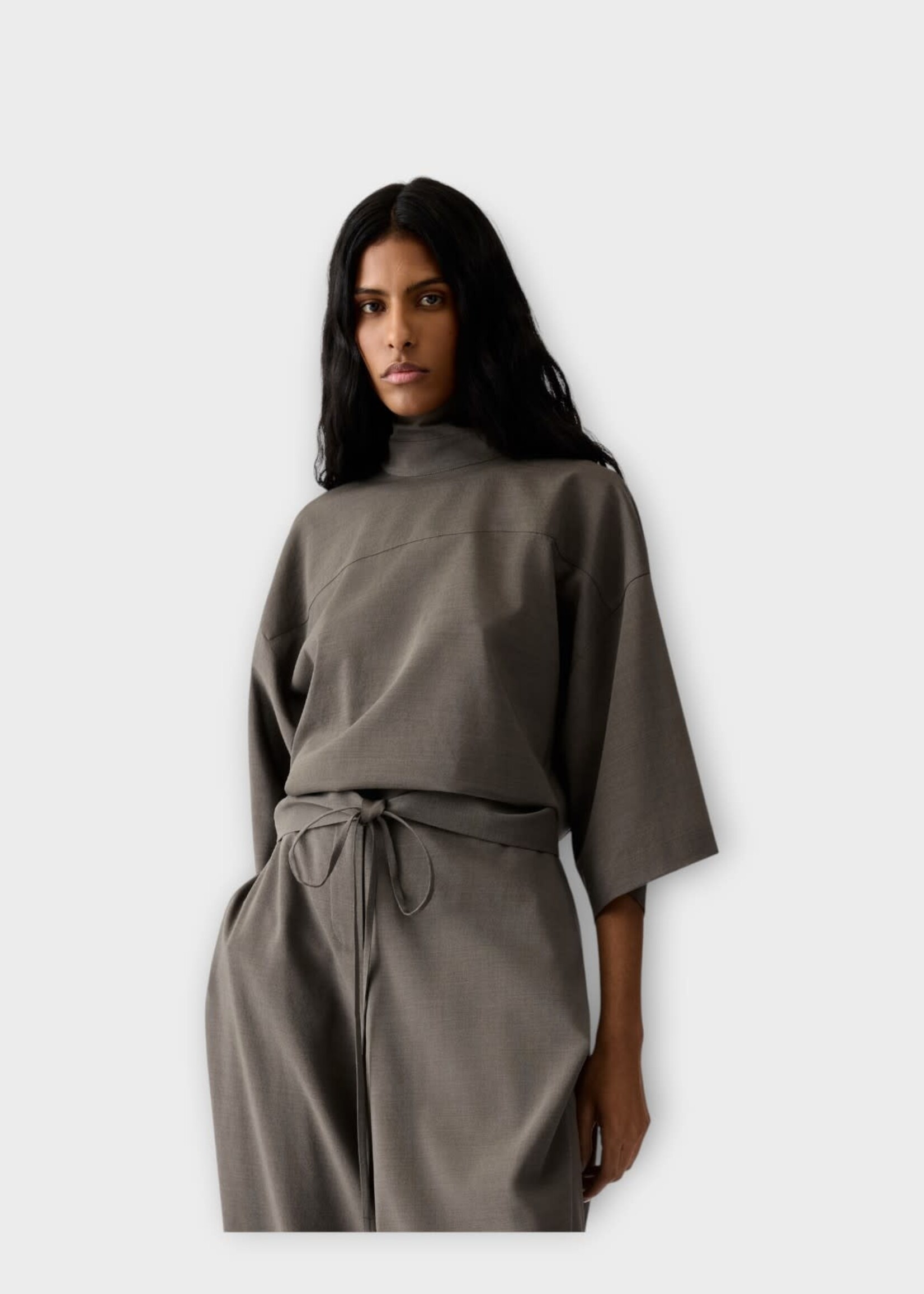Jacquemus Jacquemus Shirt, Grey, La Blouse Havana Draped Fluid Top In Grey