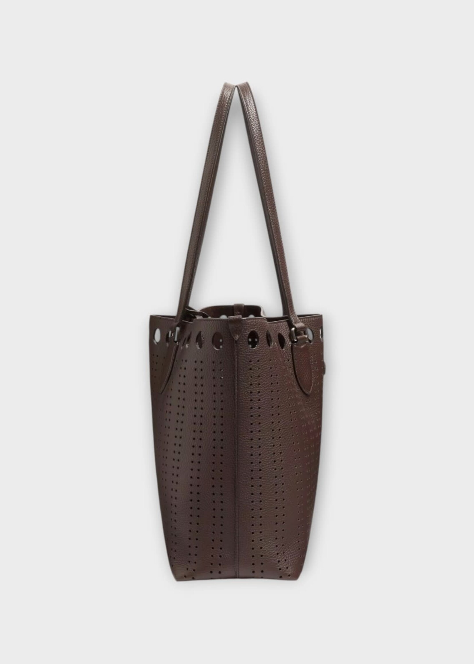 Valentino Valentino Bag, Brown, Dottie Perforated Leather Medium Shopping Bag In Dark Brown