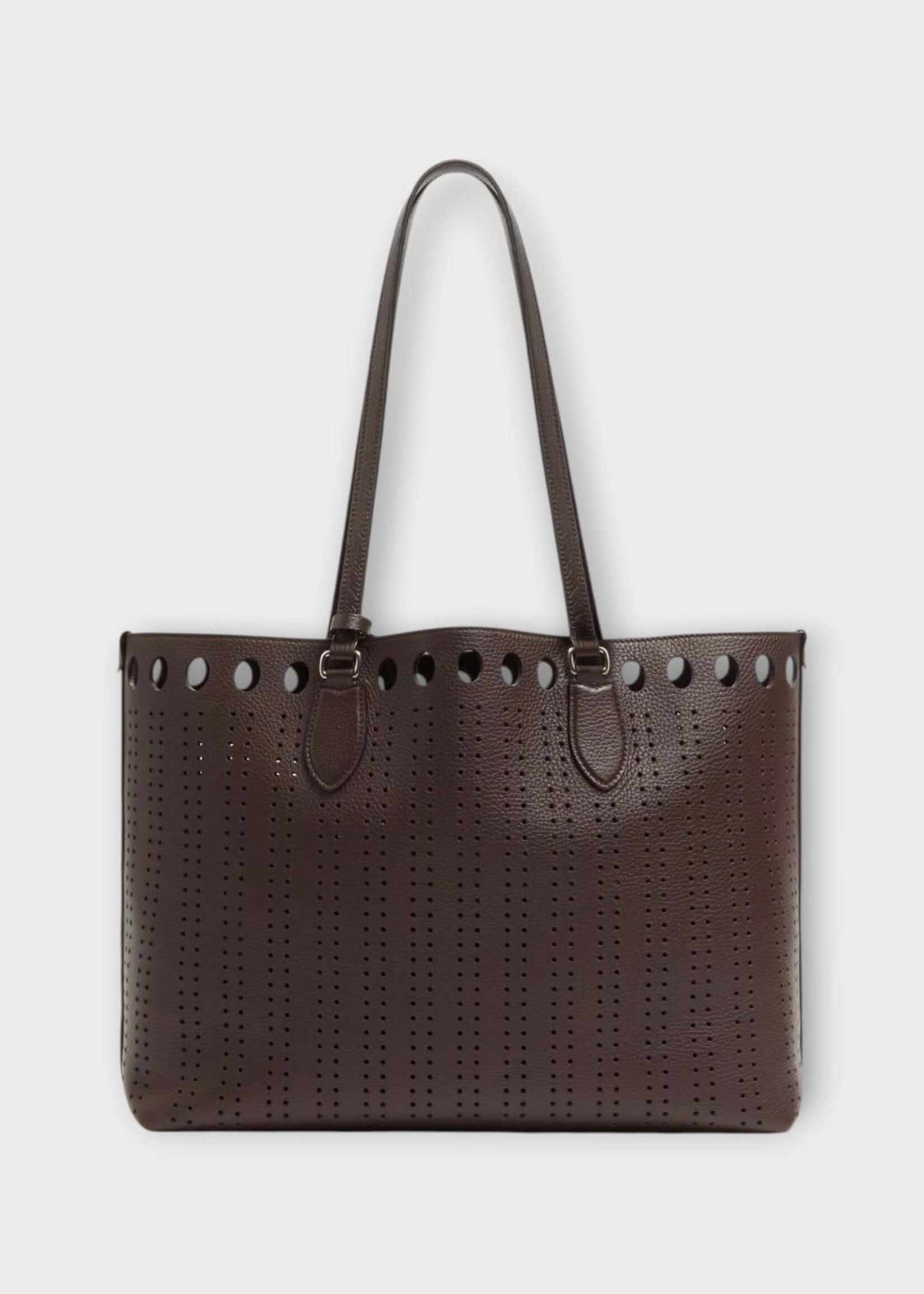 Valentino Valentino Bag, Brown, Dottie Perforated Leather Medium Shopping Bag In Dark Brown
