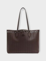Valentino Valentino Bag, Brown, Dottie Perforated Leather Medium Shopping Bag In Dark Brown