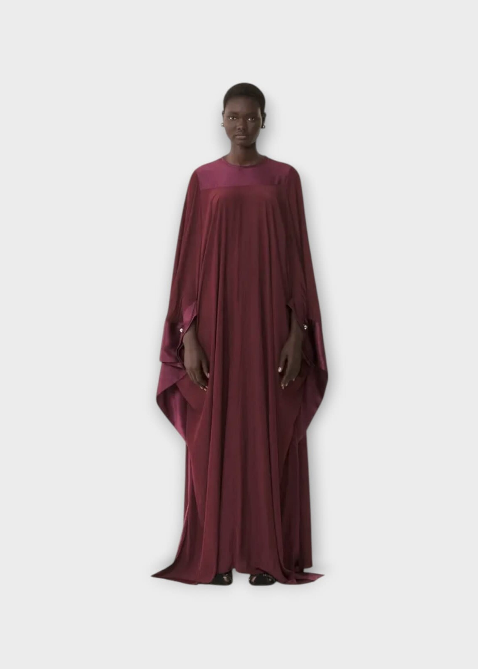 Lanvin Lanvin Dress, Red, Relaxed Fit Full Length Charmeuse Dress In Garnet