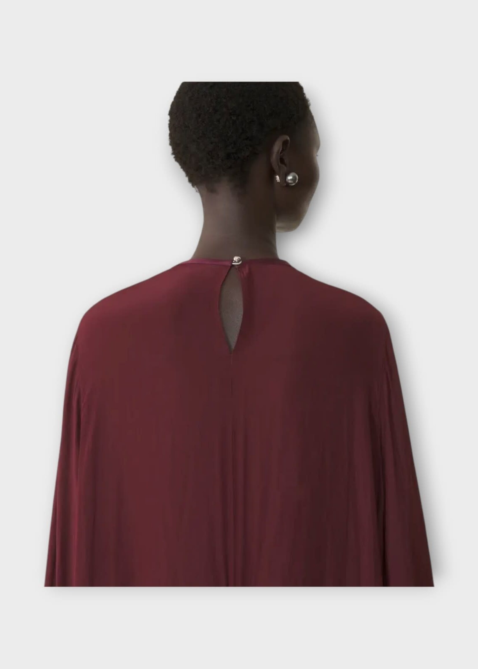 Lanvin Lanvin Dress, Red, Relaxed Fit Full Length Charmeuse Dress In Garnet