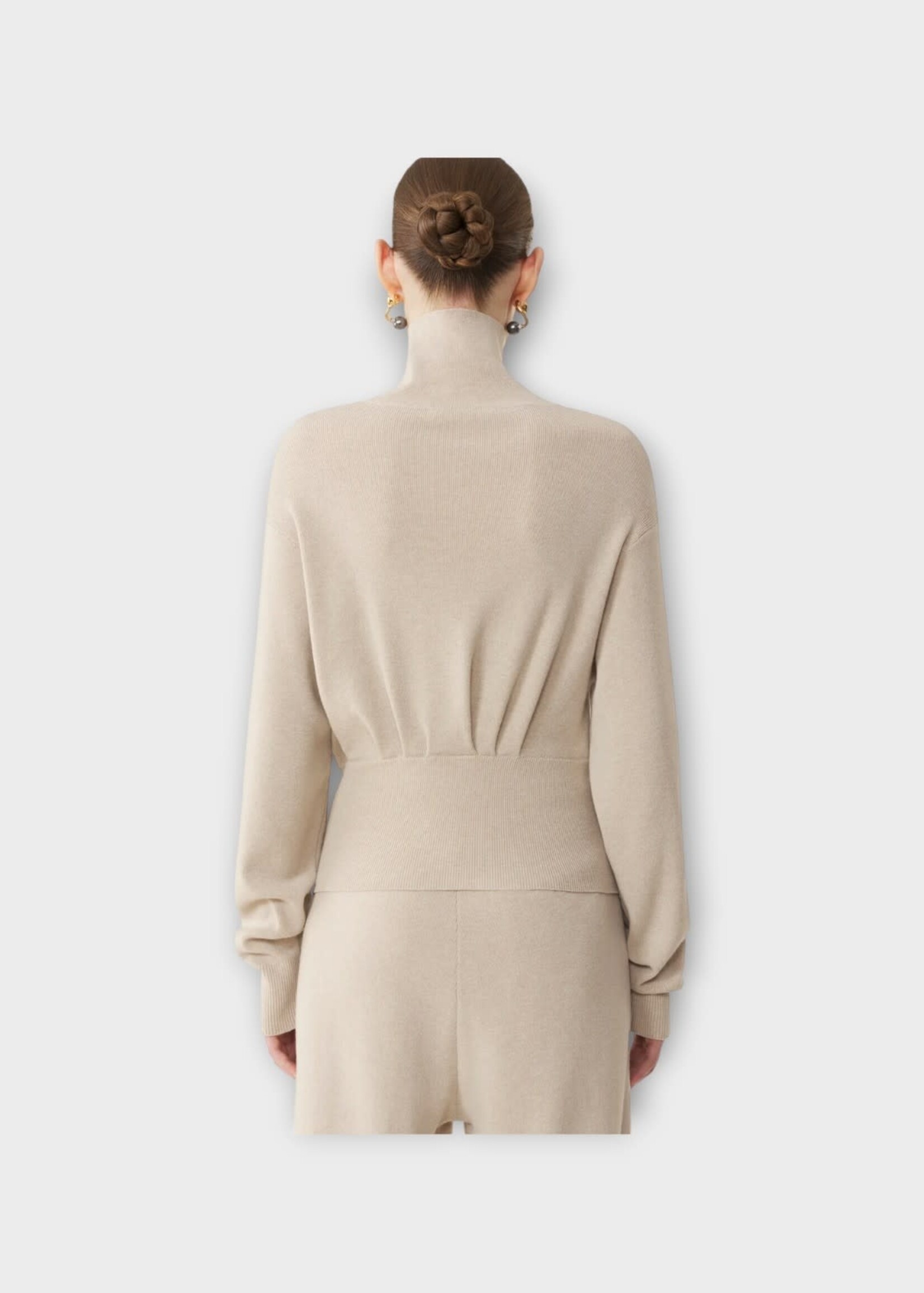 Lanvin Lanvin Knitwear, Beige, Wool & Cashmere Turtle Neck Draped Jumper In Moon