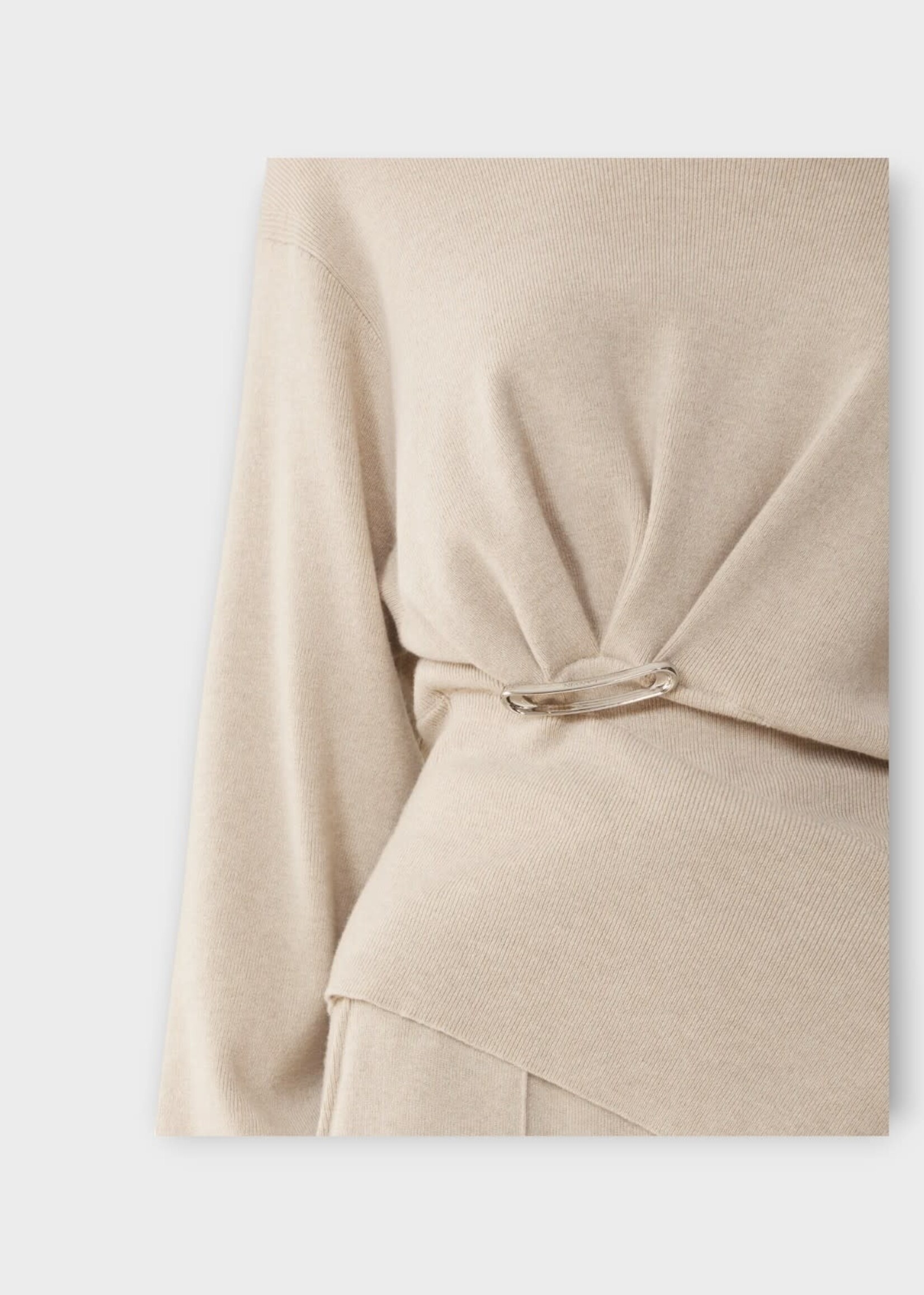 Lanvin Lanvin Knitwear, Beige, Wool & Cashmere Turtle Neck Draped Jumper In Moon