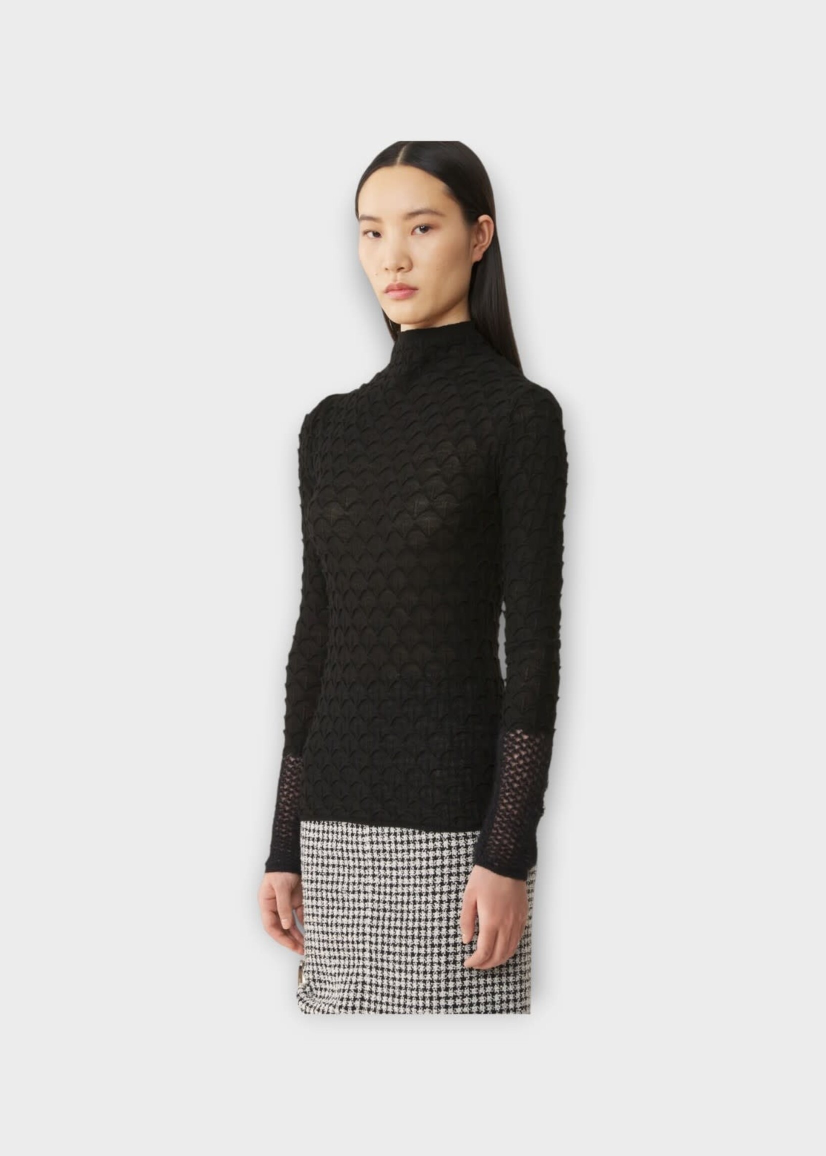 Lanvin Lanvin Knitwear, Black, Wool & Mohair High Neck Jumper In Black