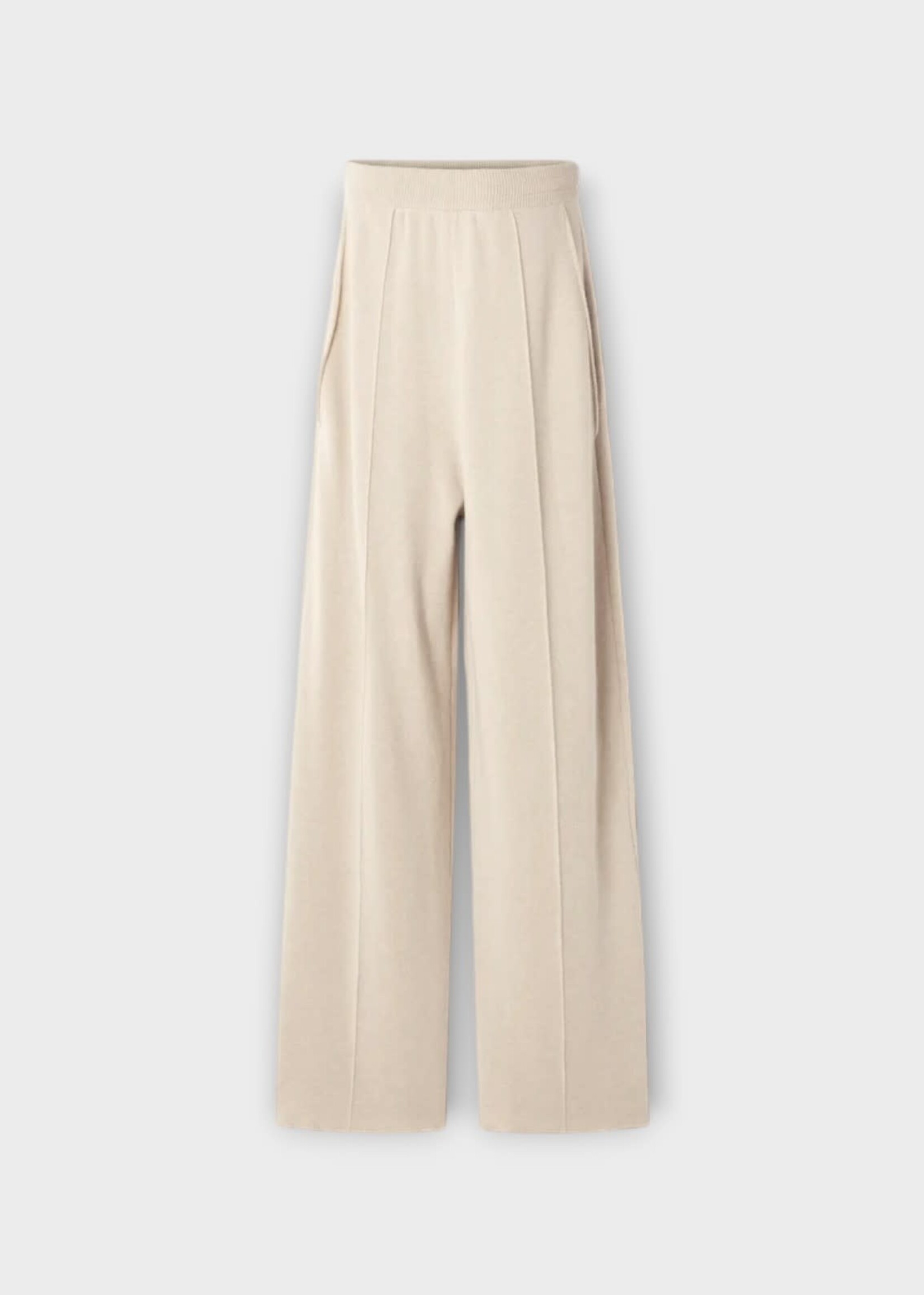 Lanvin Lanvin Trousers, Beige, Wool & Cashmere Relaxed Fit Straight Leg Trousers In Moon