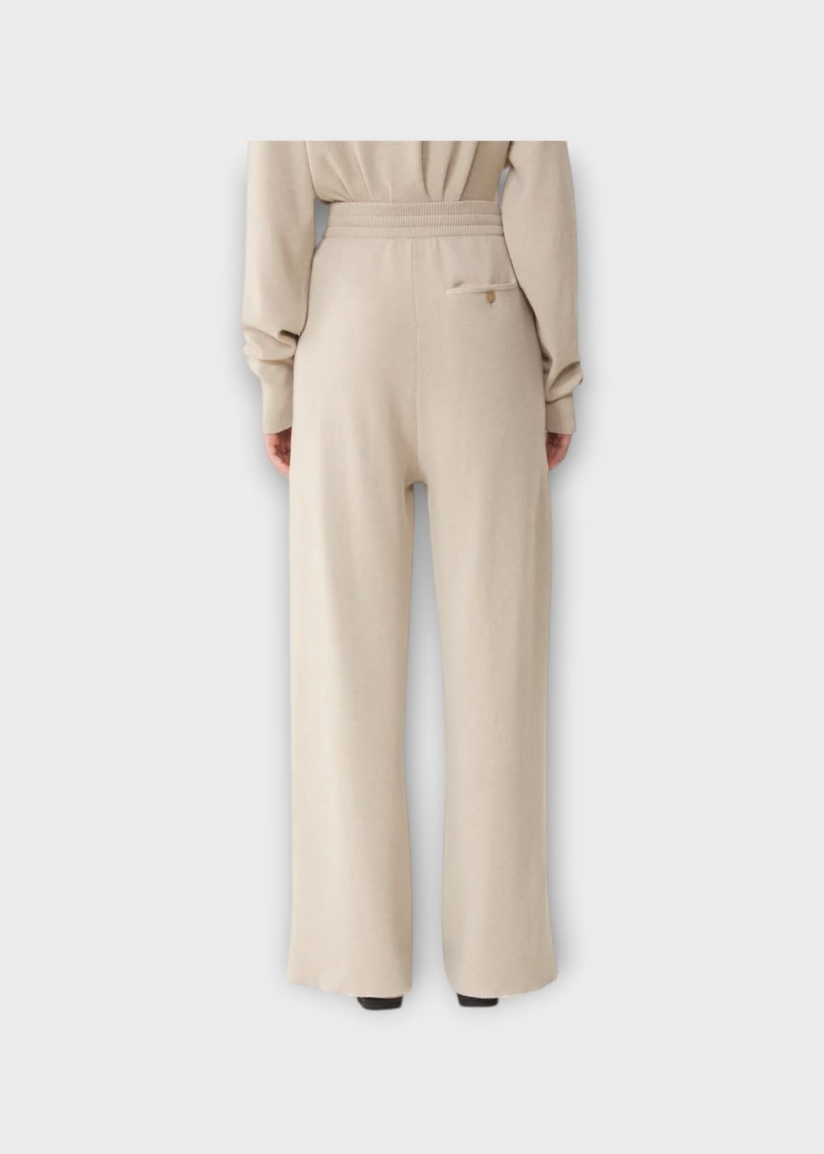 Lanvin Lanvin Trousers, Beige, Wool & Cashmere Relaxed Fit Straight Leg Trousers In Moon