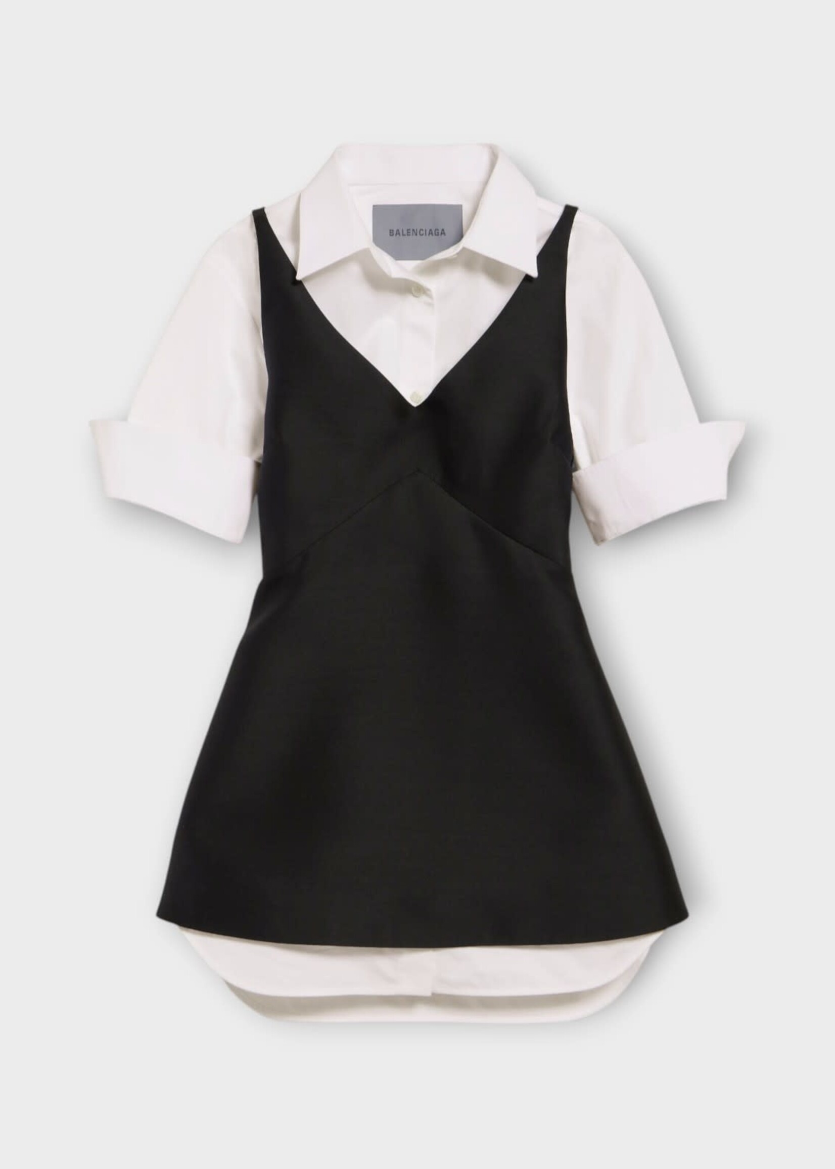 Balenciaga Balenciaga Dress, Black, Wool & Silk Hybrid Shirt Dress in Black & White