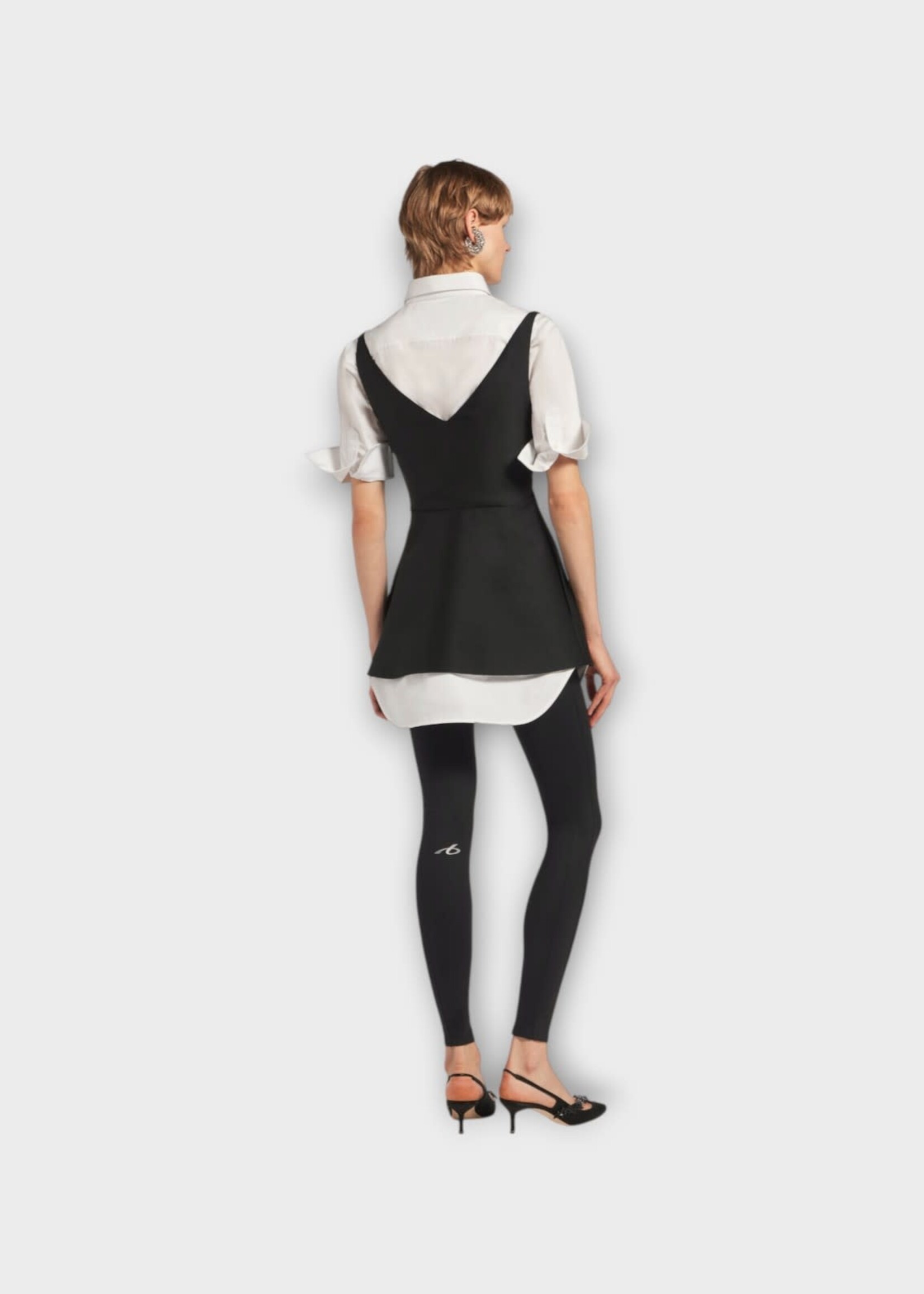 Balenciaga Balenciaga Dress, Black, Wool & Silk Hybrid Shirt Dress in Black & White