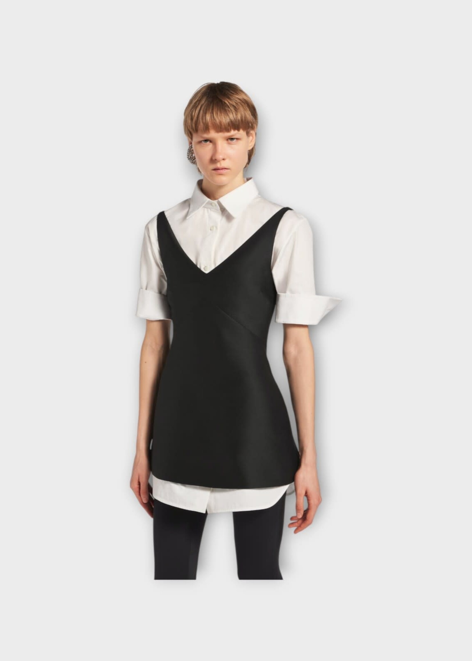 Balenciaga Balenciaga Dress, Black, Wool & Silk Hybrid Shirt Dress in Black & White