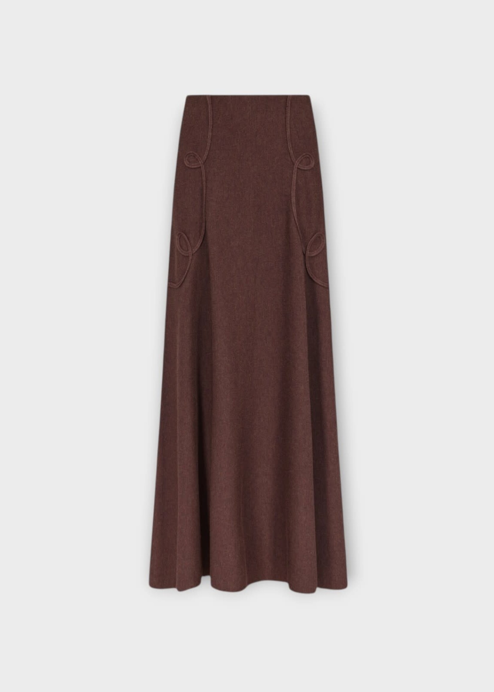 Destree Destree Skirt, Brown, Kara Merino Wool Long Skirt in Brown