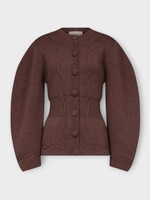 Destree Destree Knitwear, Brown, Adrian Merino Wool Crew Neck Cardigan in Brown